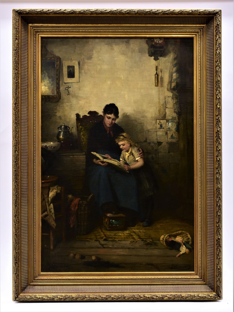 Johannes Weiland Mother And Child Classic Art Oil Canvas Ornament Frame At 1stdibs