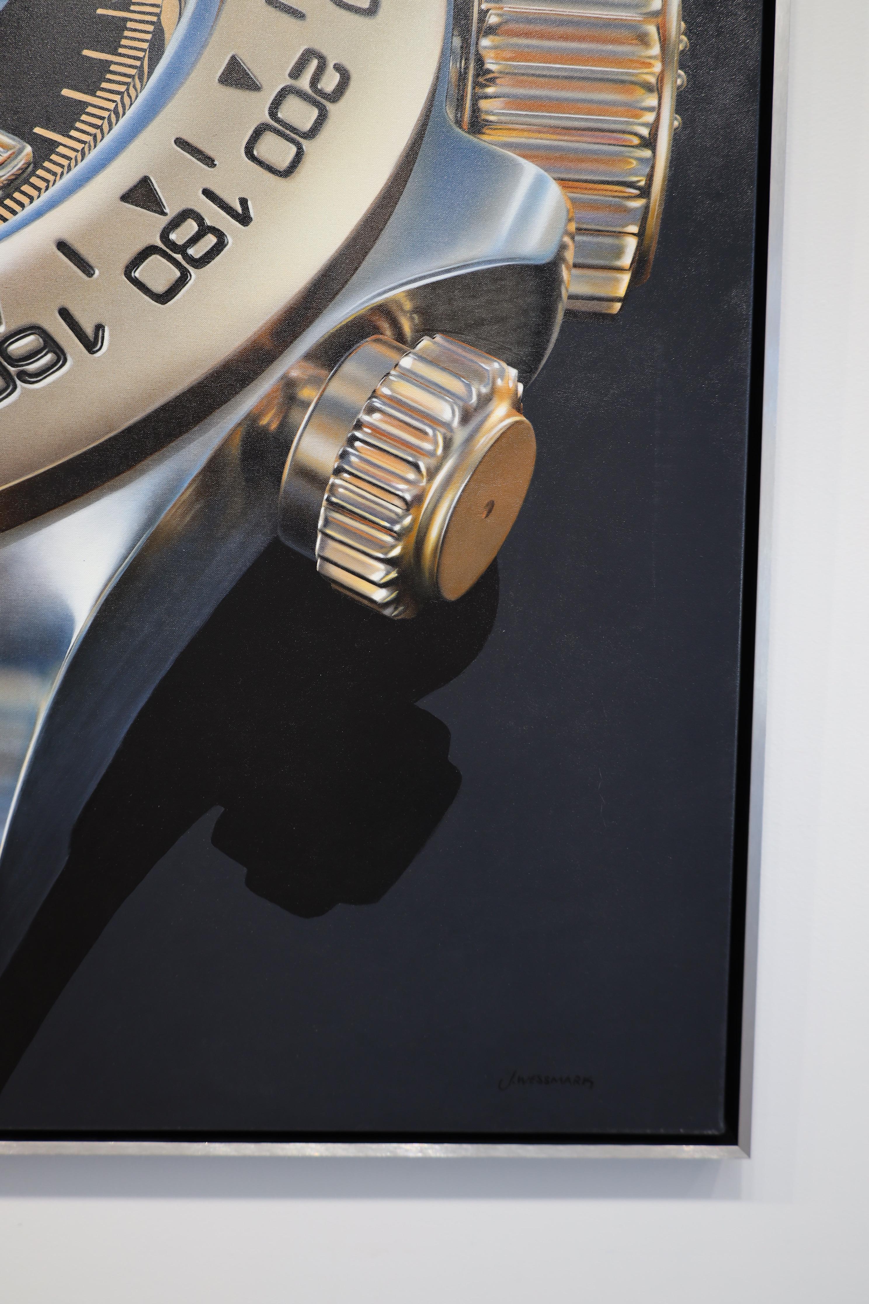 Rolex Daytona – Hyperrealistisches Gemälde – Painting von Johannes Wessmark