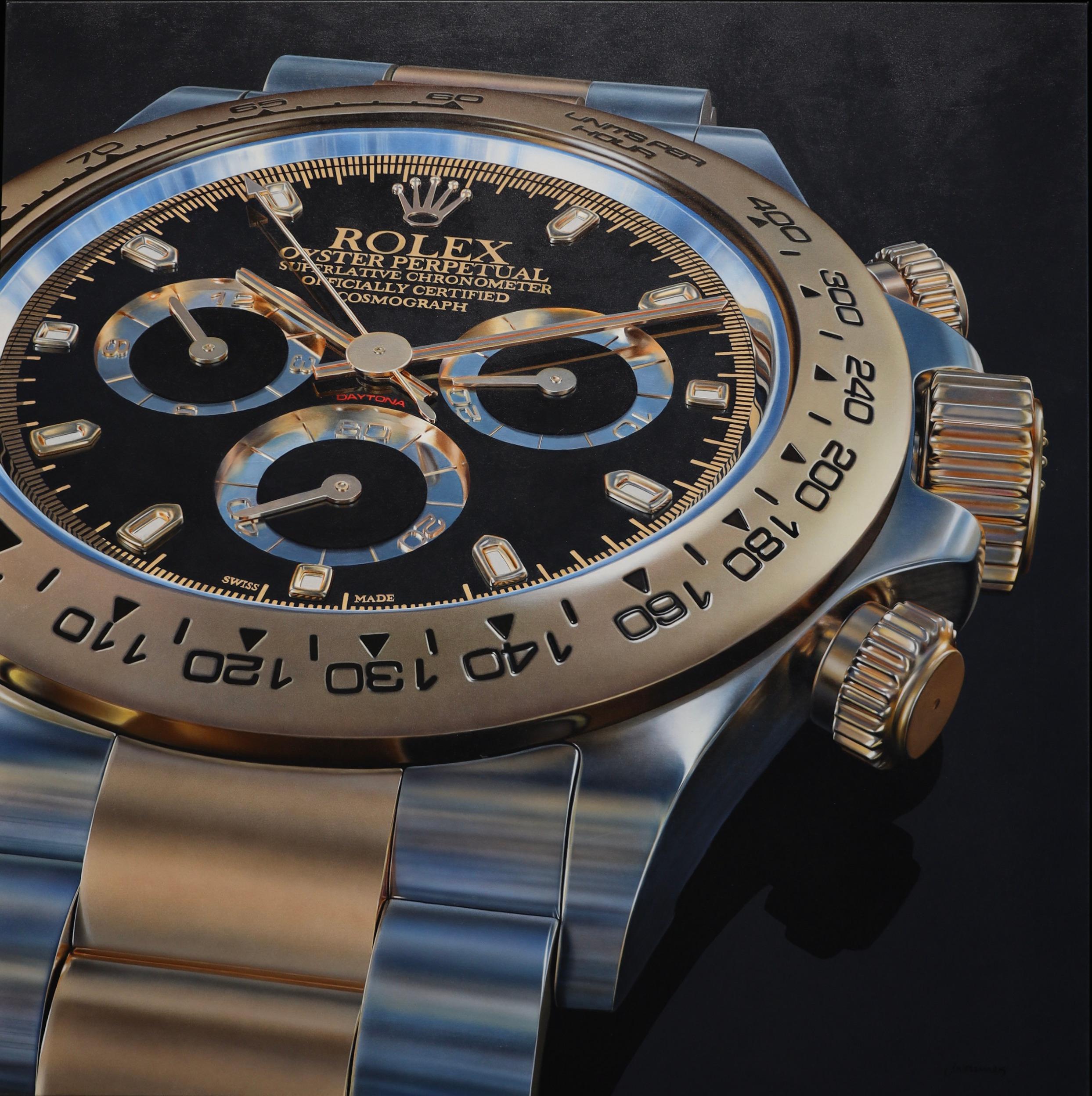 Rolex Daytona – Hyperrealistisches Gemälde im Angebot 1