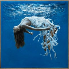 « Submerge » - Peinture figurative féminine hyperréaliste par  Johannes Wessmark