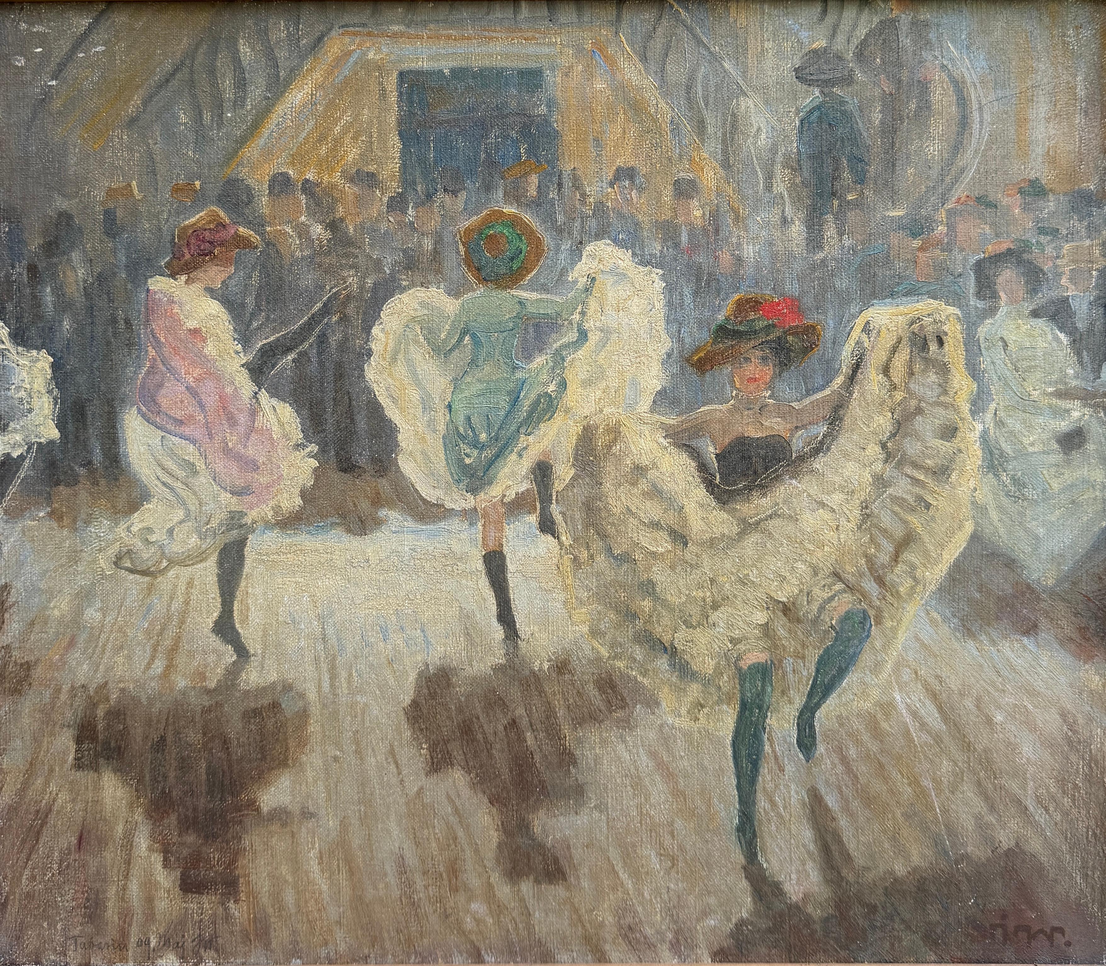 Johannes Wilhjelm Figurative Painting - Parisian Cancan Dancers at the Bal Tabarin, Montmartre