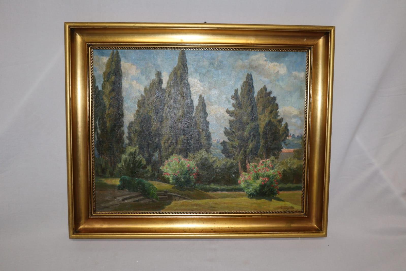 Johannes Wilhjelm View from a Park over Florence, Signed and Dated JW 24 For Sale 1