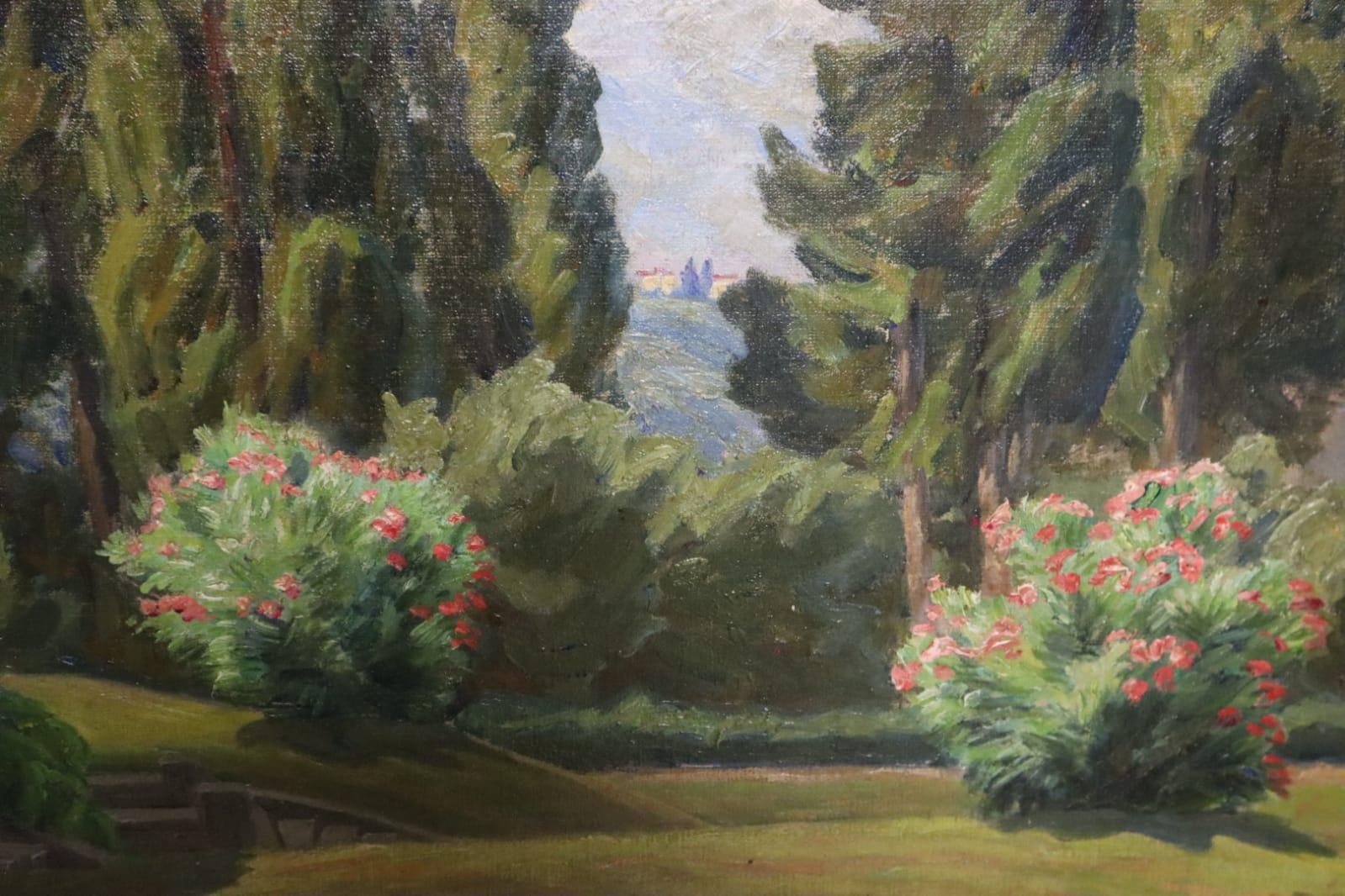 Johannes Wilhjelm Ansicht eines Parks über Florenz, signiert und datiert JW 24 (Leinwand) im Angebot