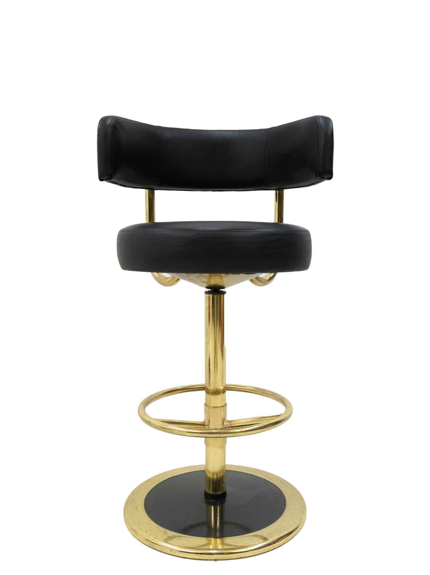 Mid-Century Modern Johansen Design Jupiter Brass Bar Stool