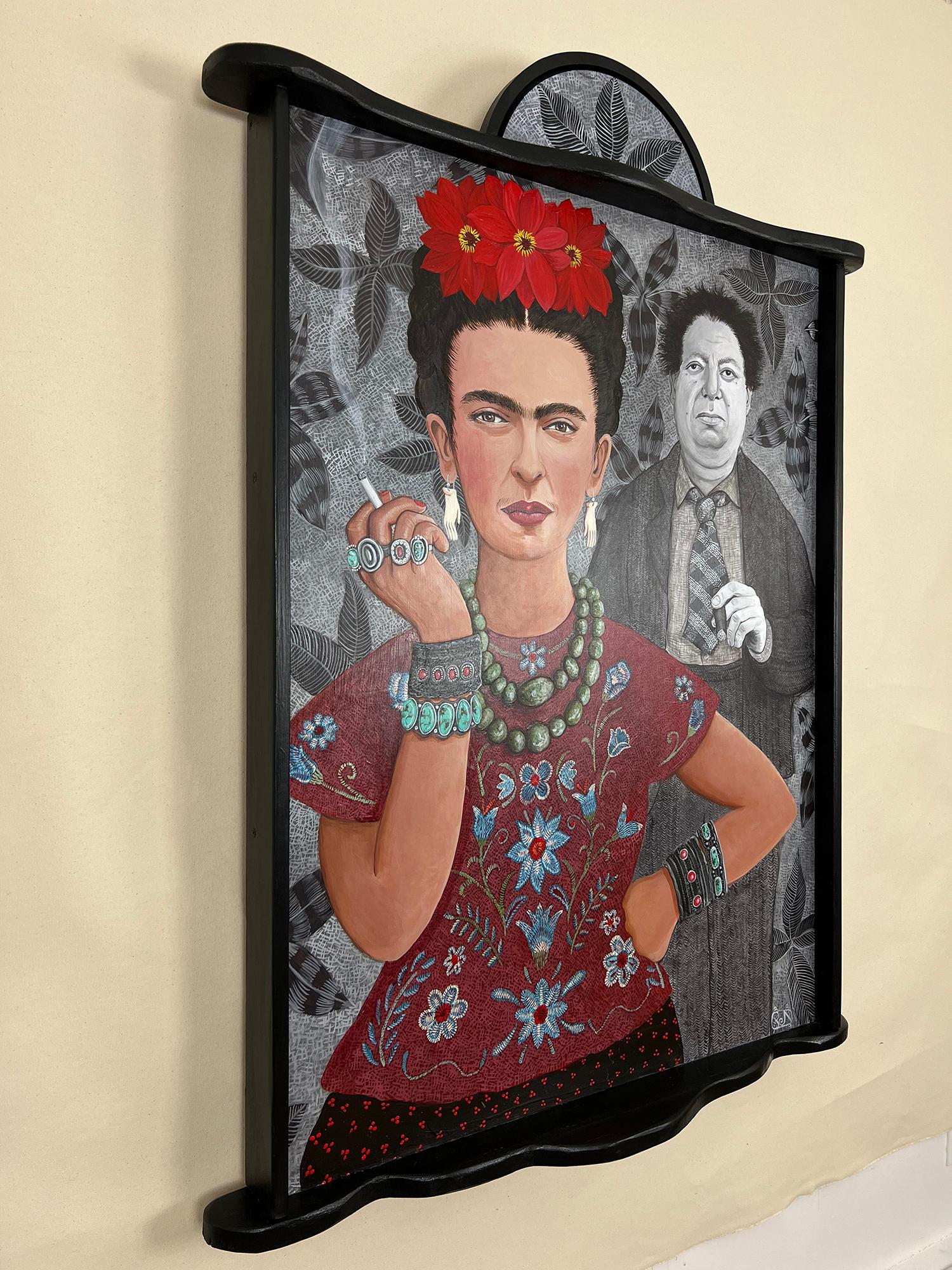 <p>Artist Comments<br>Artist Johansen Newman paints a detailed portrait of Frida Kahlo and Diego Rivera. She bases the piece's title on Frida's diary, where she often recorded thoughts about their life together. 