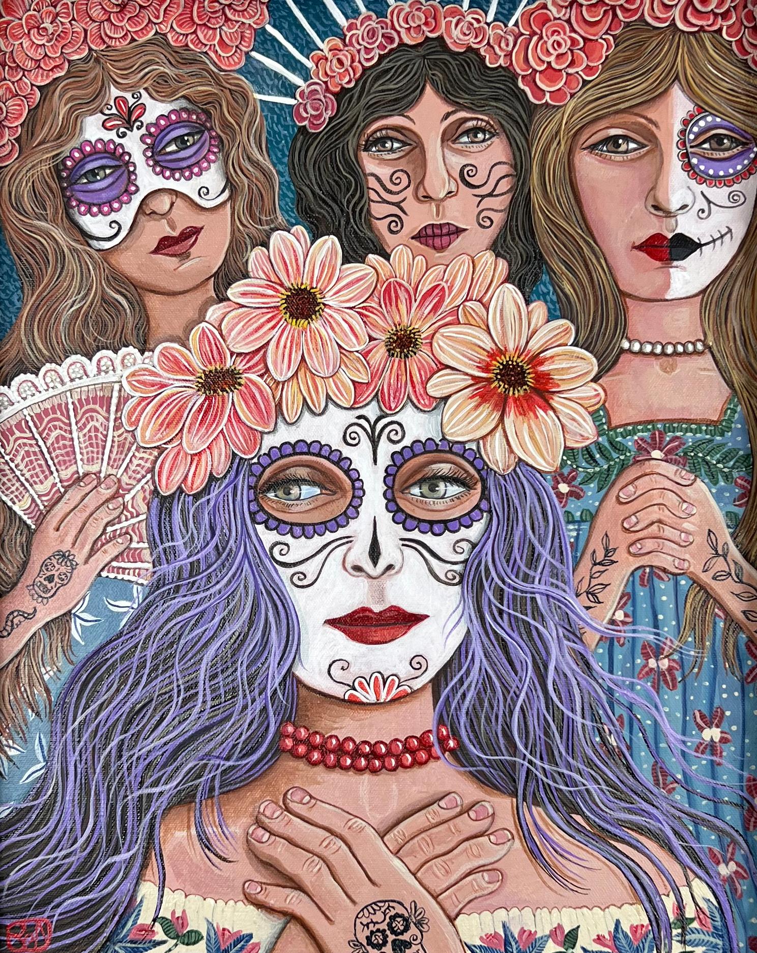 Johansen Newman Figurative Painting - Day of the Dead, Original Painting