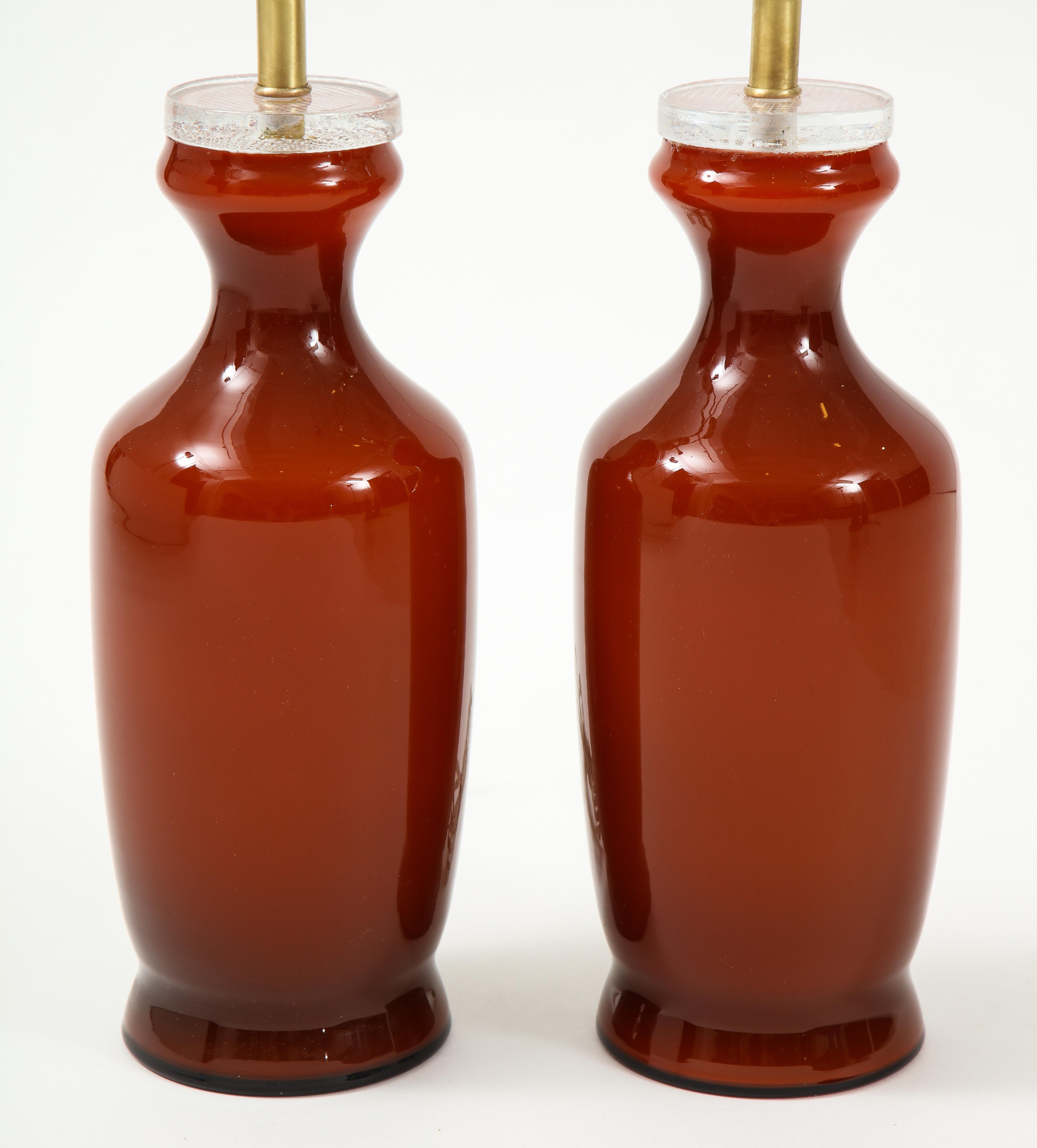 Johansfors Carnelian Red Glass Lamps In Excellent Condition For Sale In New York, NY