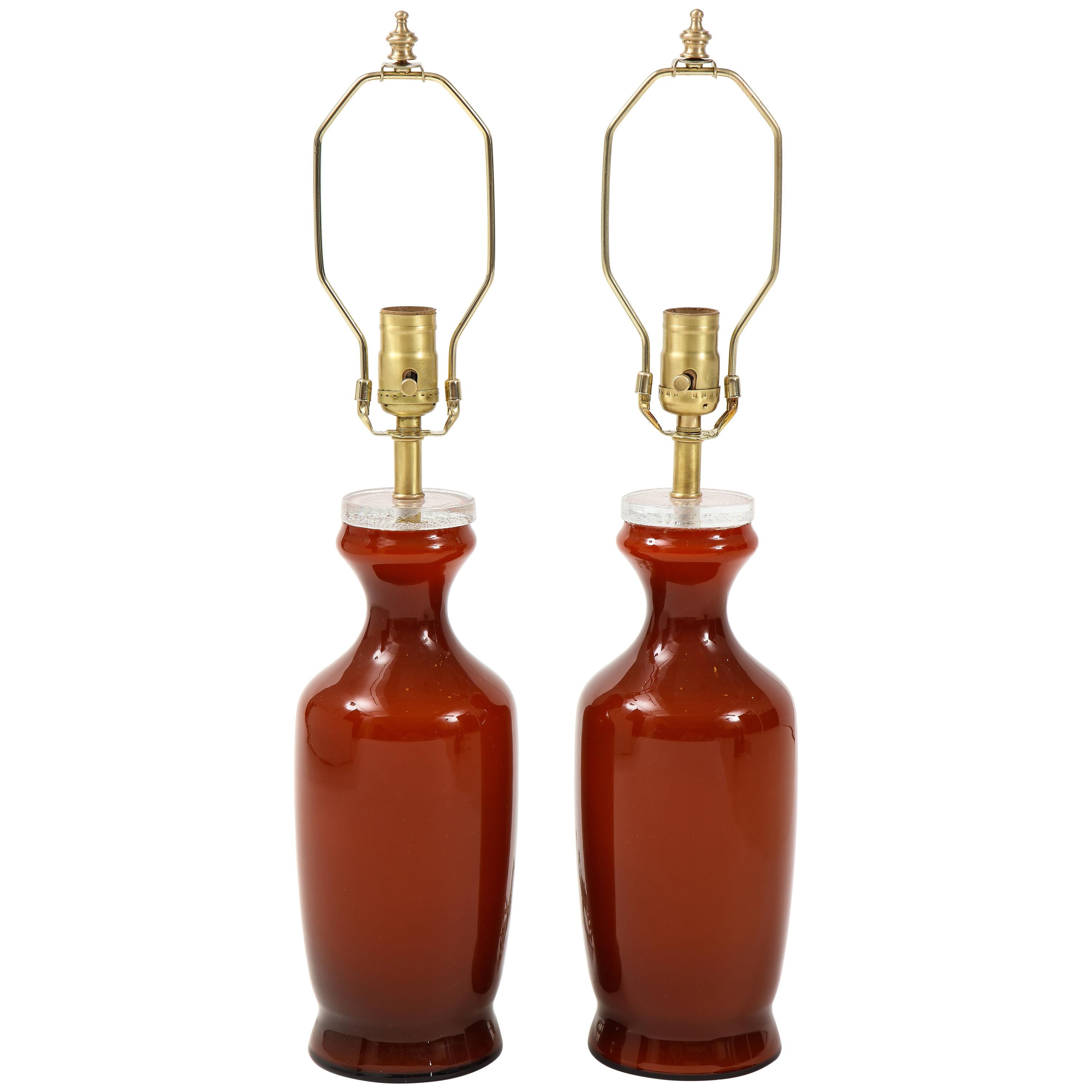 Johansfors Carnelian Red Glass Lamps For Sale