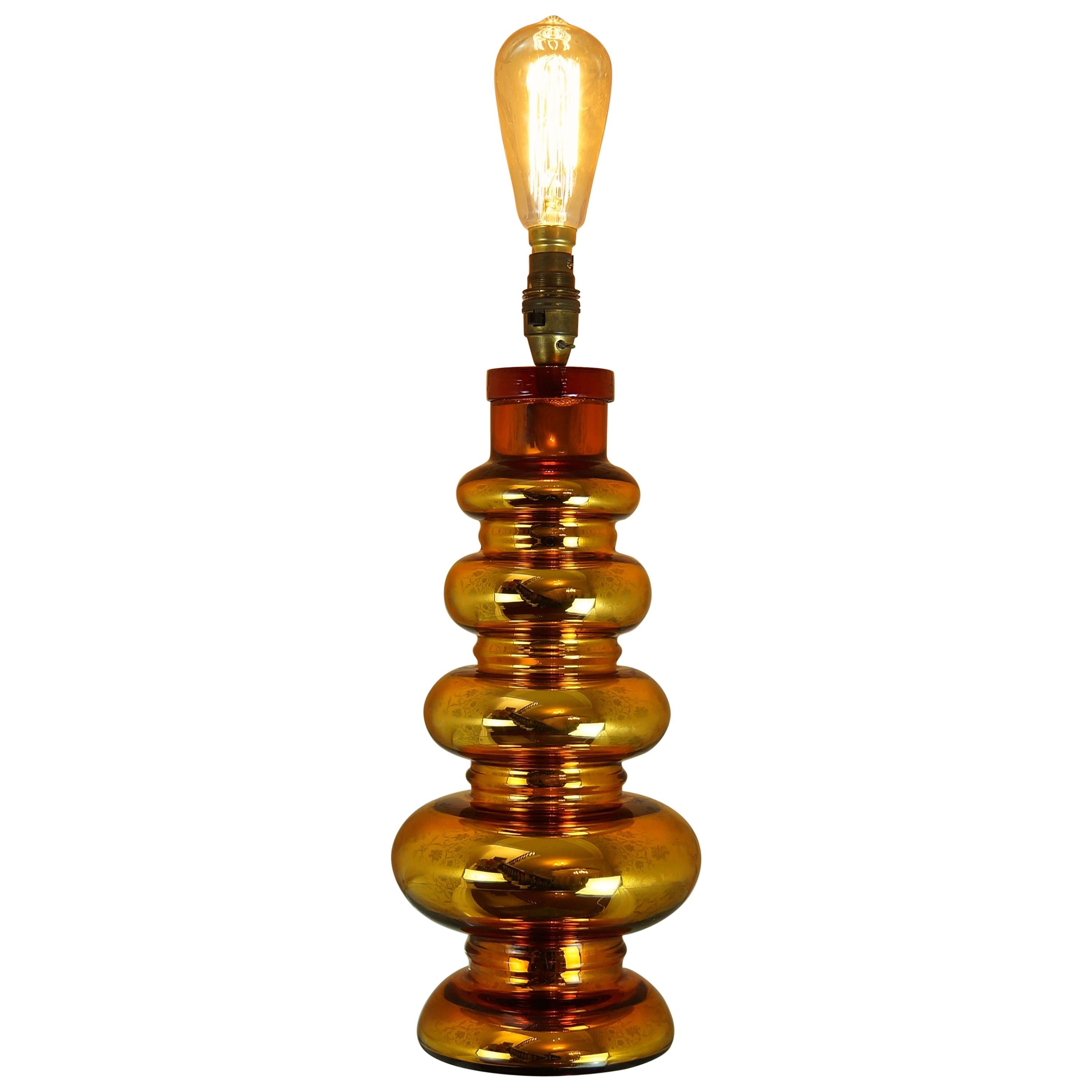 Johansfors Glasbruk Mercury Glass Gold Table Lamp, Vintage, Swedish, 1960s For Sale