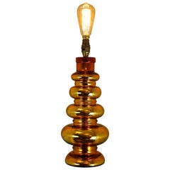 Johansfors Glasbruk Mercury Glass Gold Table Lamp, Vintage, Swedish, 1960s