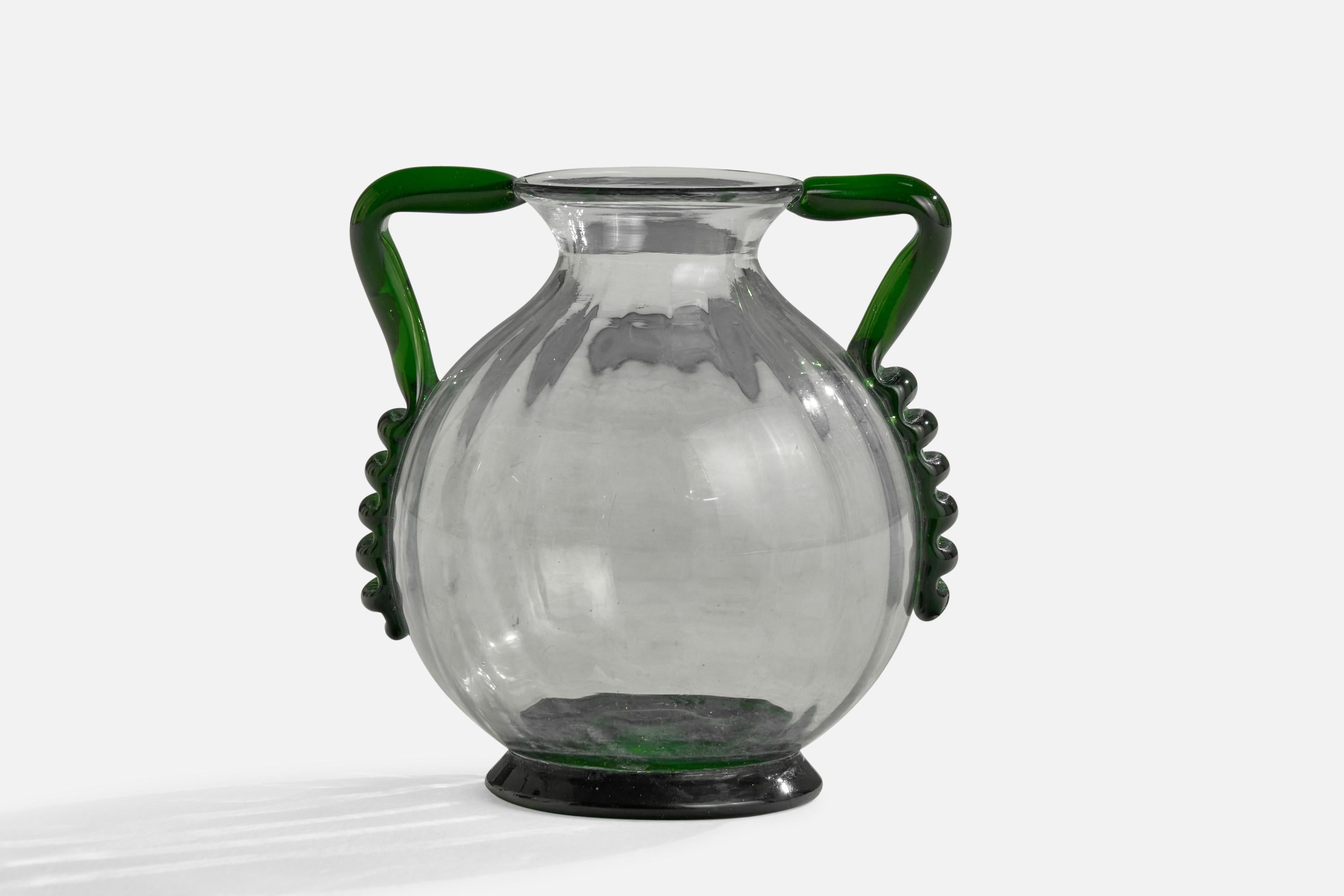 Scandinavian Modern Johansfors Glasbruk, Vase, Blown Glass, Sweden, 1940s For Sale