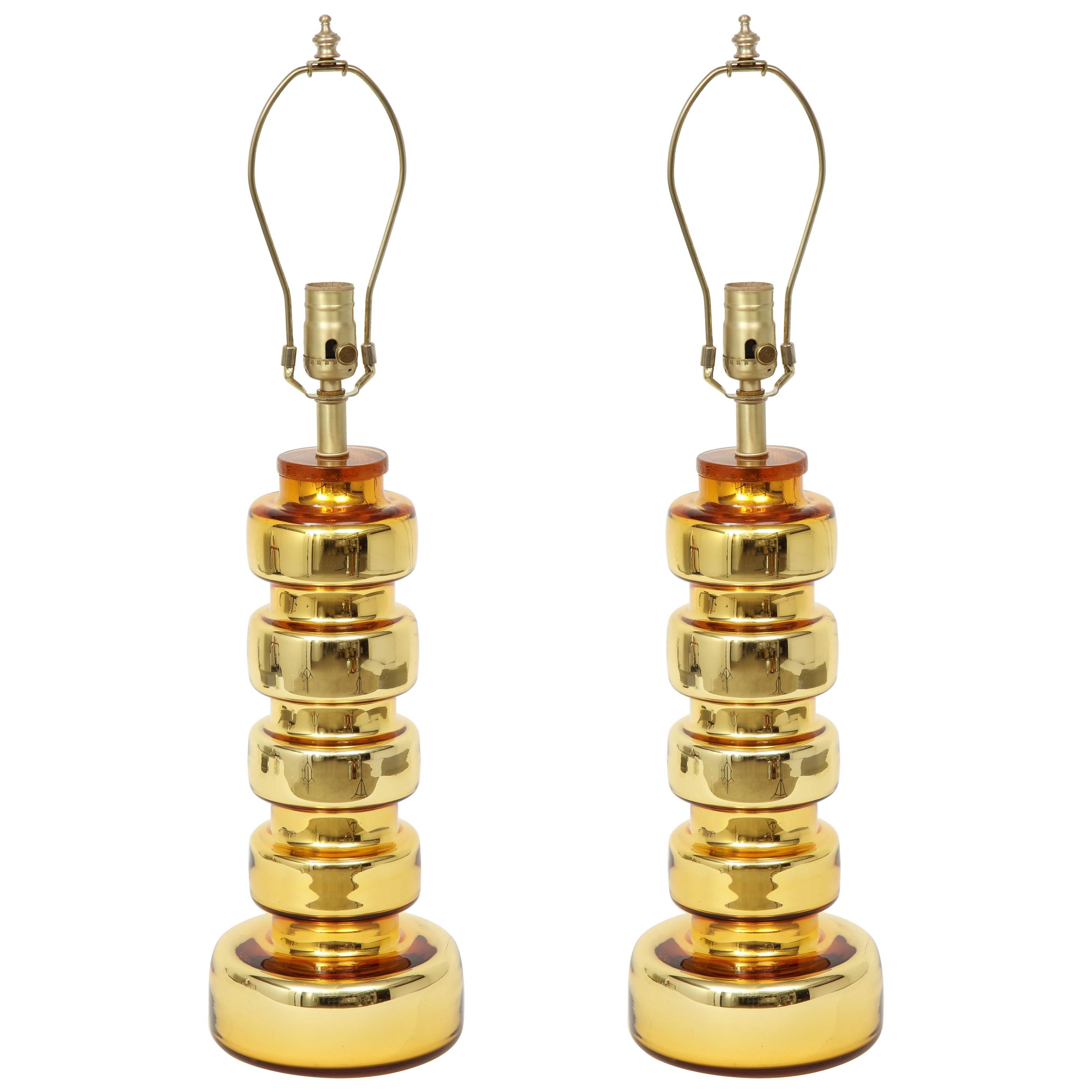 Johansfors Gold Glass Lamps For Sale