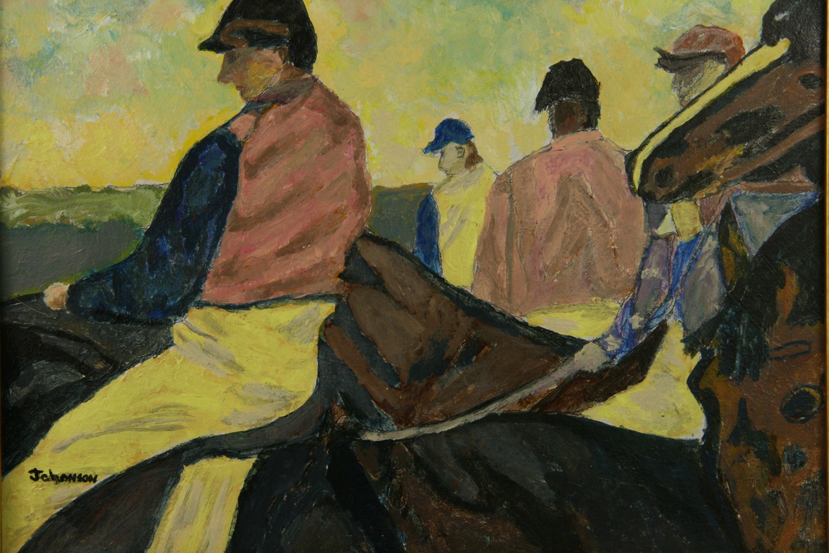 En las Carreras Pintura Ecuestre - Painting de Johanson