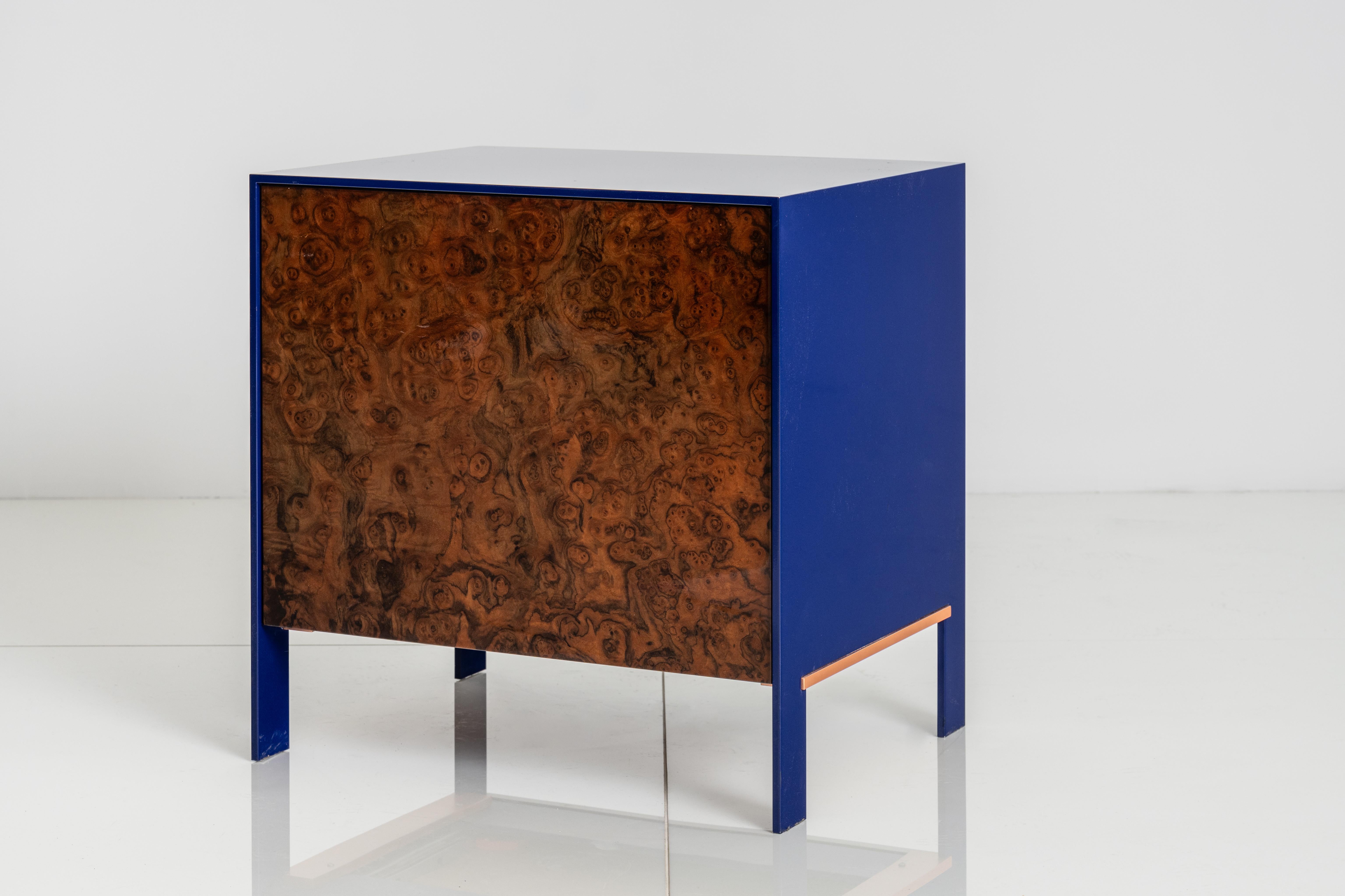 Johansson Cabinet End Table Walnut Burl In Good Condition For Sale In New York, NY