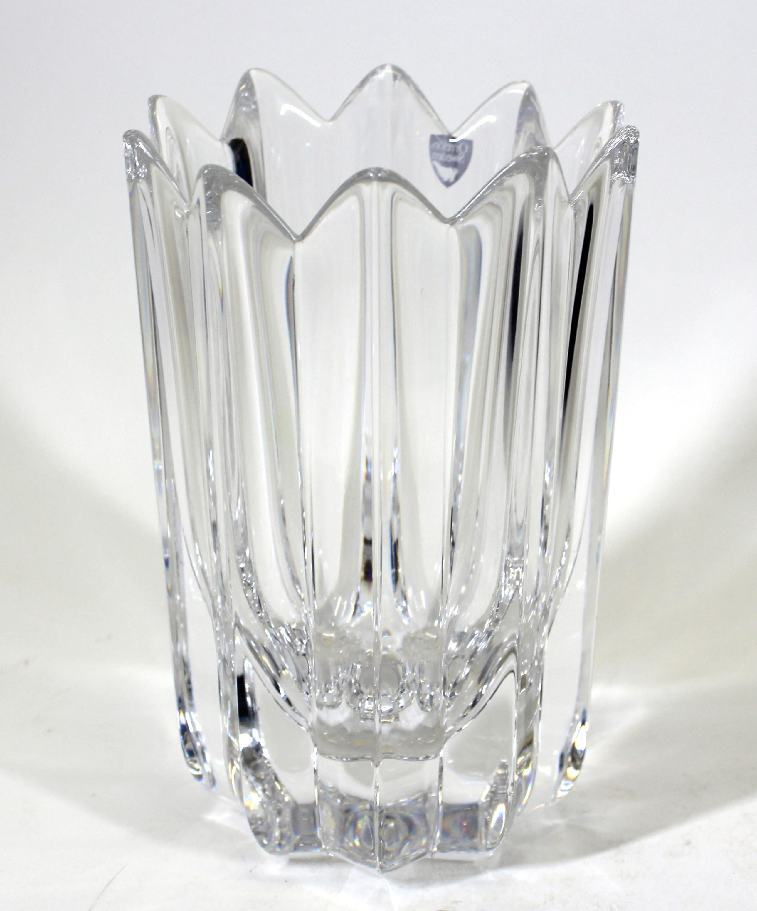 Johansson for Orrefors 'Fleur' modern crystal vase, marked on bottom.