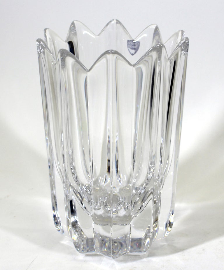 Johansson for Orrefors 'Fleur' modern crystal vase, marked on bottom.