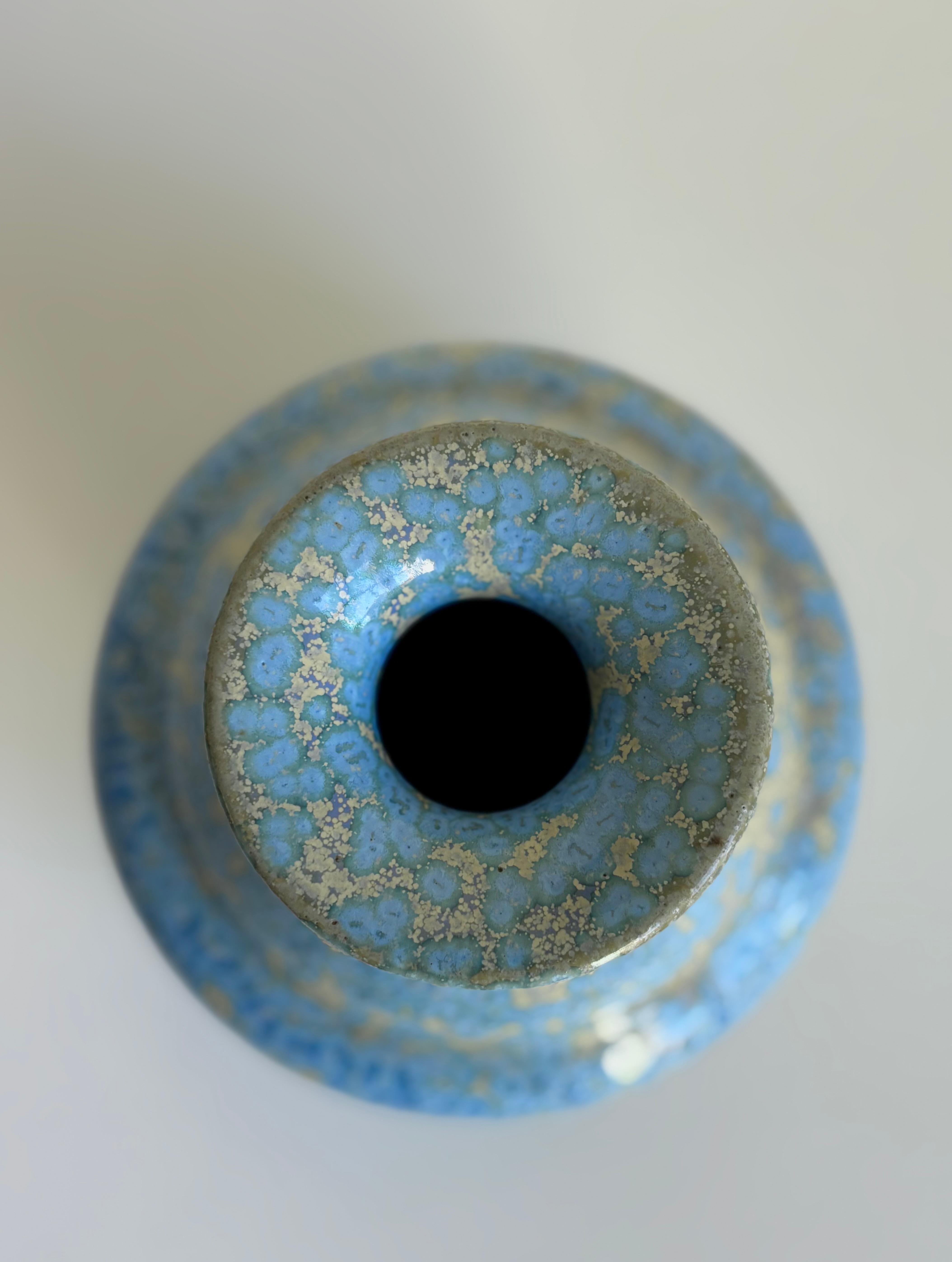 Smaltato Vaso Johansson Höganäs blu oro maculato, 1967 in vendita