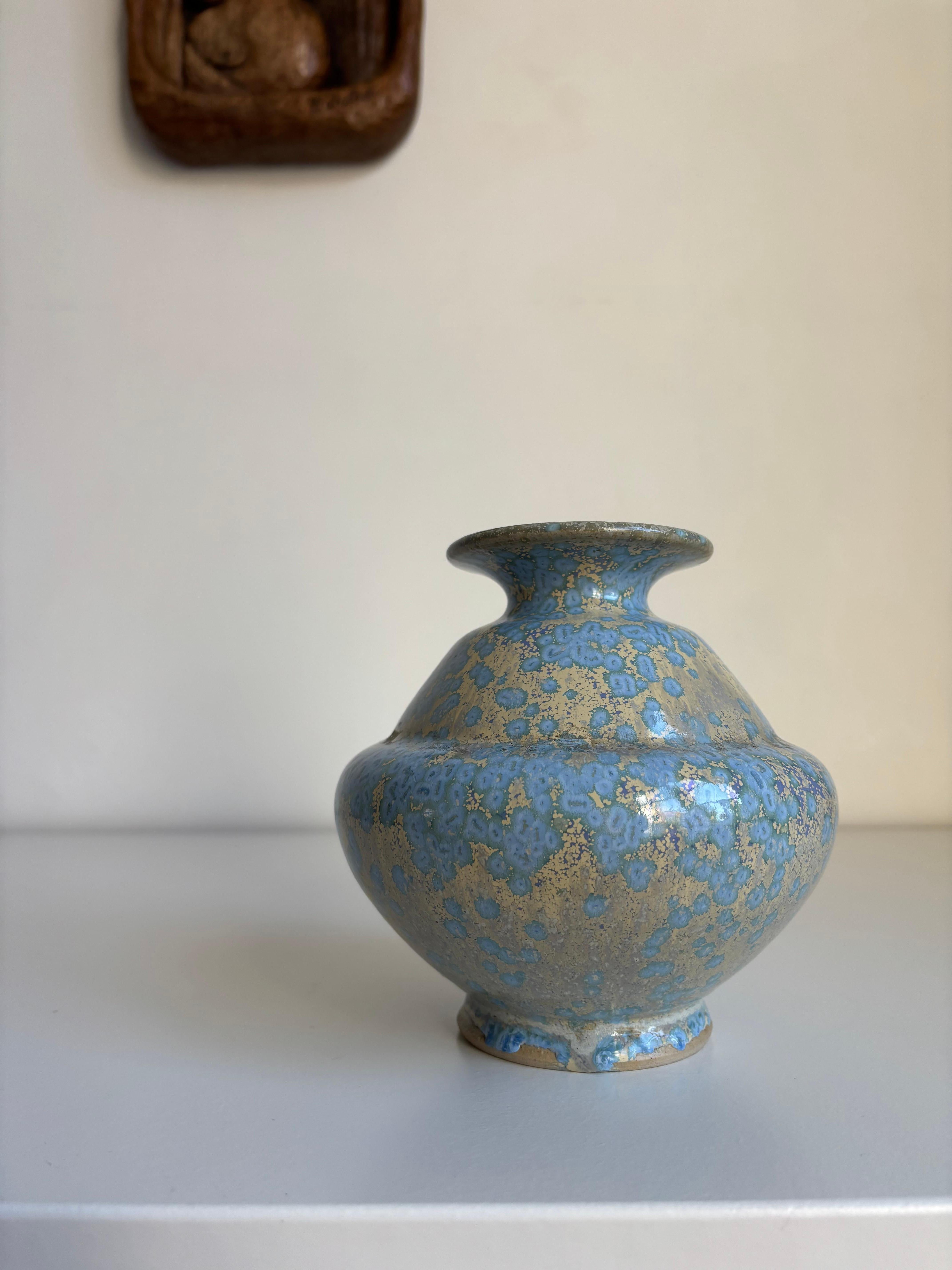 Ceramica Vaso Johansson Höganäs blu oro maculato, 1967 in vendita