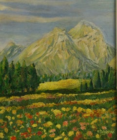 Wildflowers in The French Alps Landscape Oil Painting