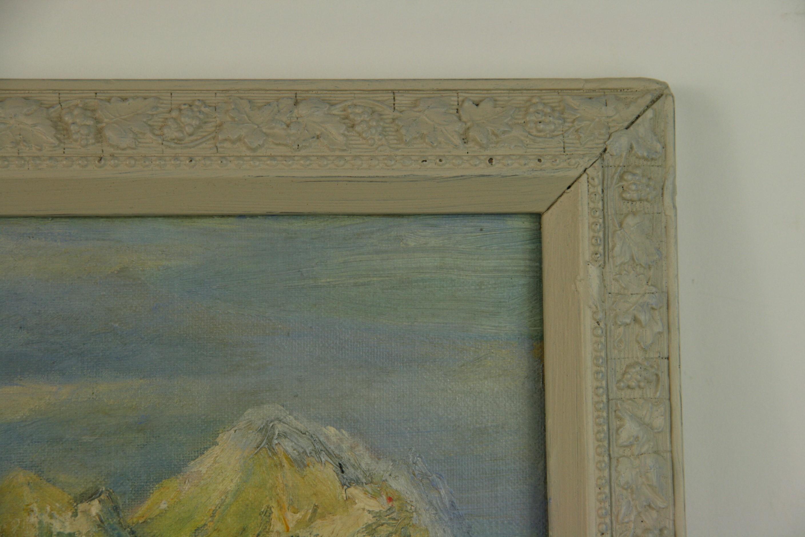 5-3299 Paisaje de los Alpes, técnica de paleta acrílica vintage sobre tabla,colocada en un marco de madera,firmada por F.Johensen .Tamaño de la imagen 13 A x 11 A.
Pérdidas en el bastidor