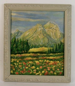 Wildflowers in The French Alps Landscape Oil Painting