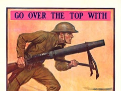 Original Go Over The Top With U....S. MARINES Vintage WW1 Antikes Originalplakat