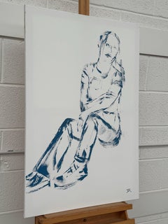'Persephone' Figurative Study Line Sketch by British Artist, Oil Paint on Canvas