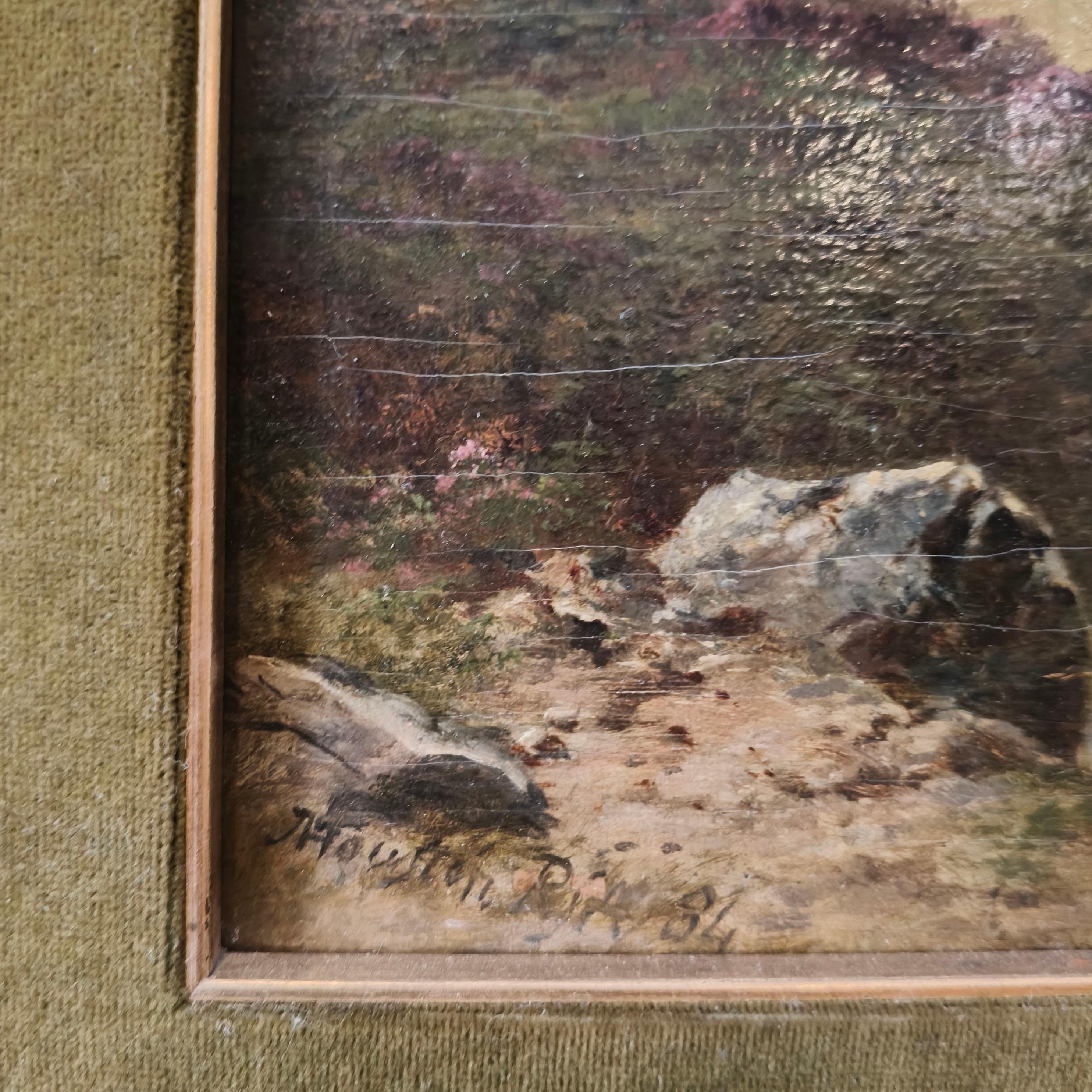 John Adam Houston 1884 Öl auf Karton Landschaftsgemälde (Spätes 19. Jahrhundert) im Angebot