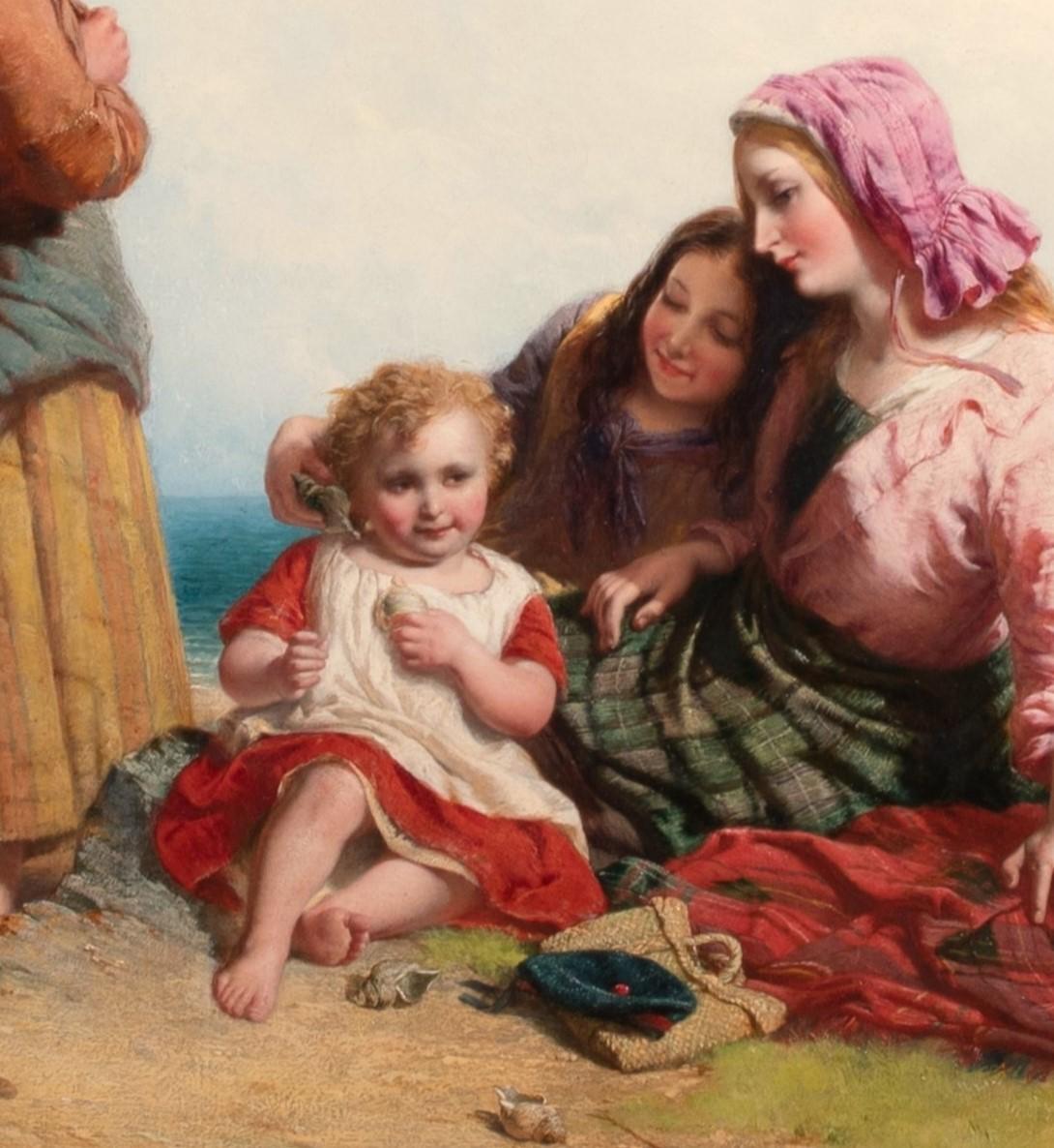 Fisherfolk & Children On A Scottish Beach, 19. Jahrhundert  im Angebot 3