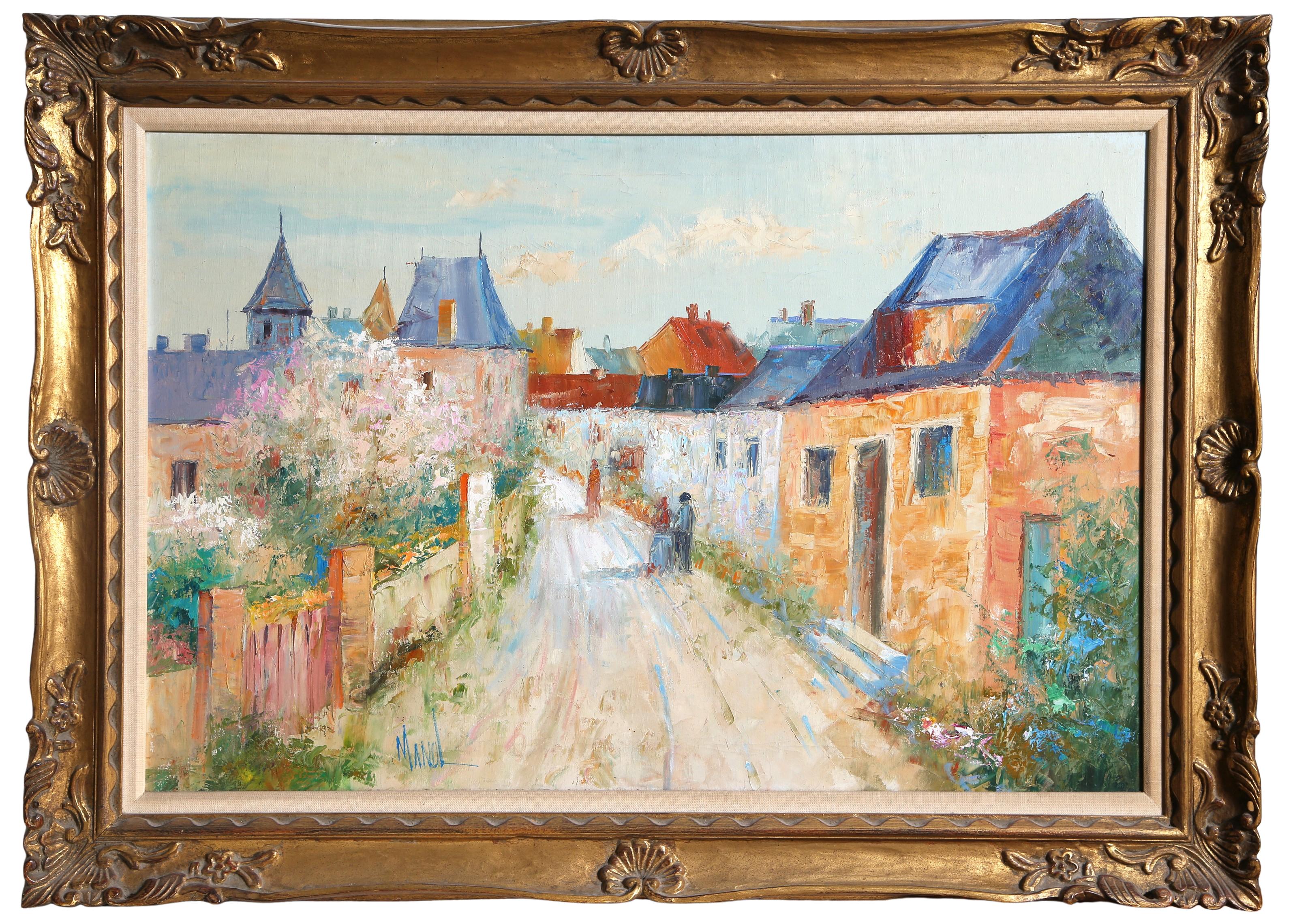 Spring Road, Impressionist Oil on Canvas Landscape by John Adamos Manol