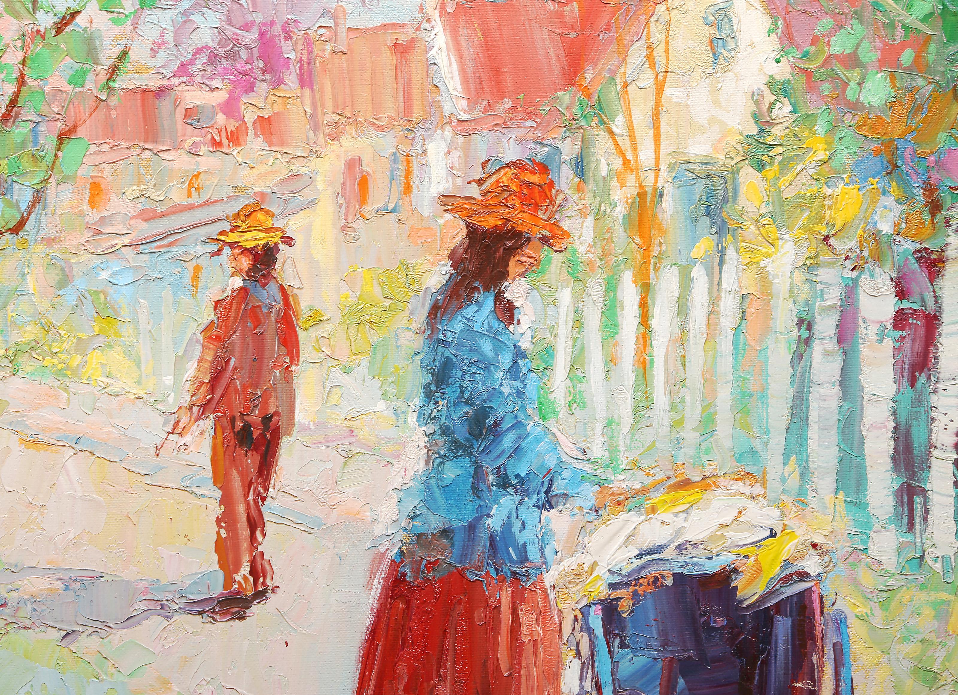 Tree Lined Path, Impressionist Oil Painting on Canvas by John Adamos Manol For Sale 1