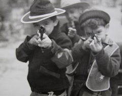 Gotcha! - Vintage Photograph, Children, Costume, Gun, Toys, Boy