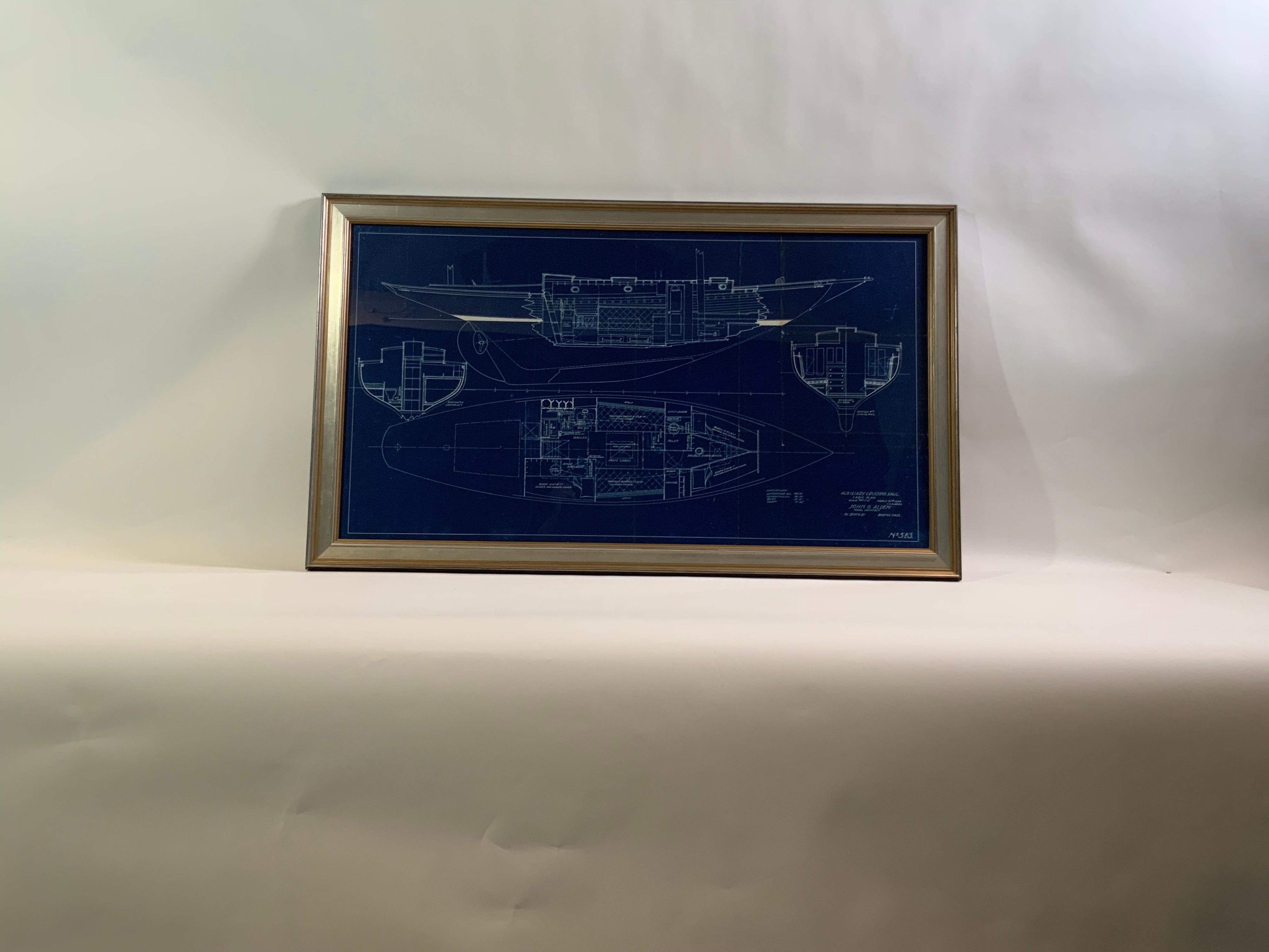 Blueprint Nr. 583 einer kreuzförmigen Kreuzfahrtsegel von John Alden im Zustand „Hervorragend“ im Angebot in Norwell, MA