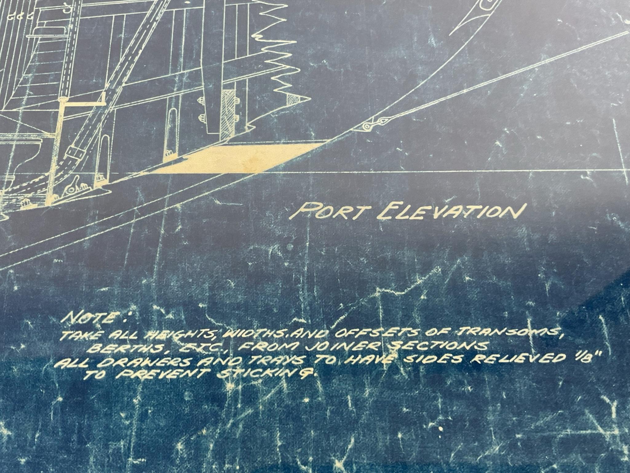 Papier Blueprint du yacht John Alden en vente