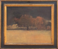 Modern Dark Toned Naturalistic Landscape Painting of a Forest of Trees