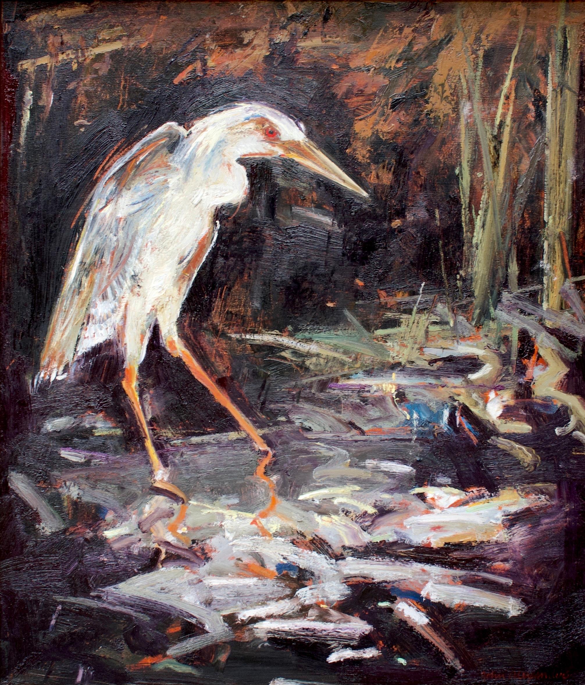 John Alexander Animal Painting - Night Heron Stalker