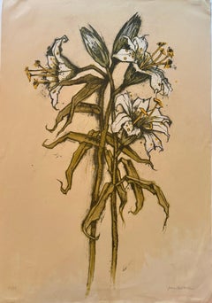 Litografia a colori “White Lilies”, firmata, edizione n. 31 su 35, 2001