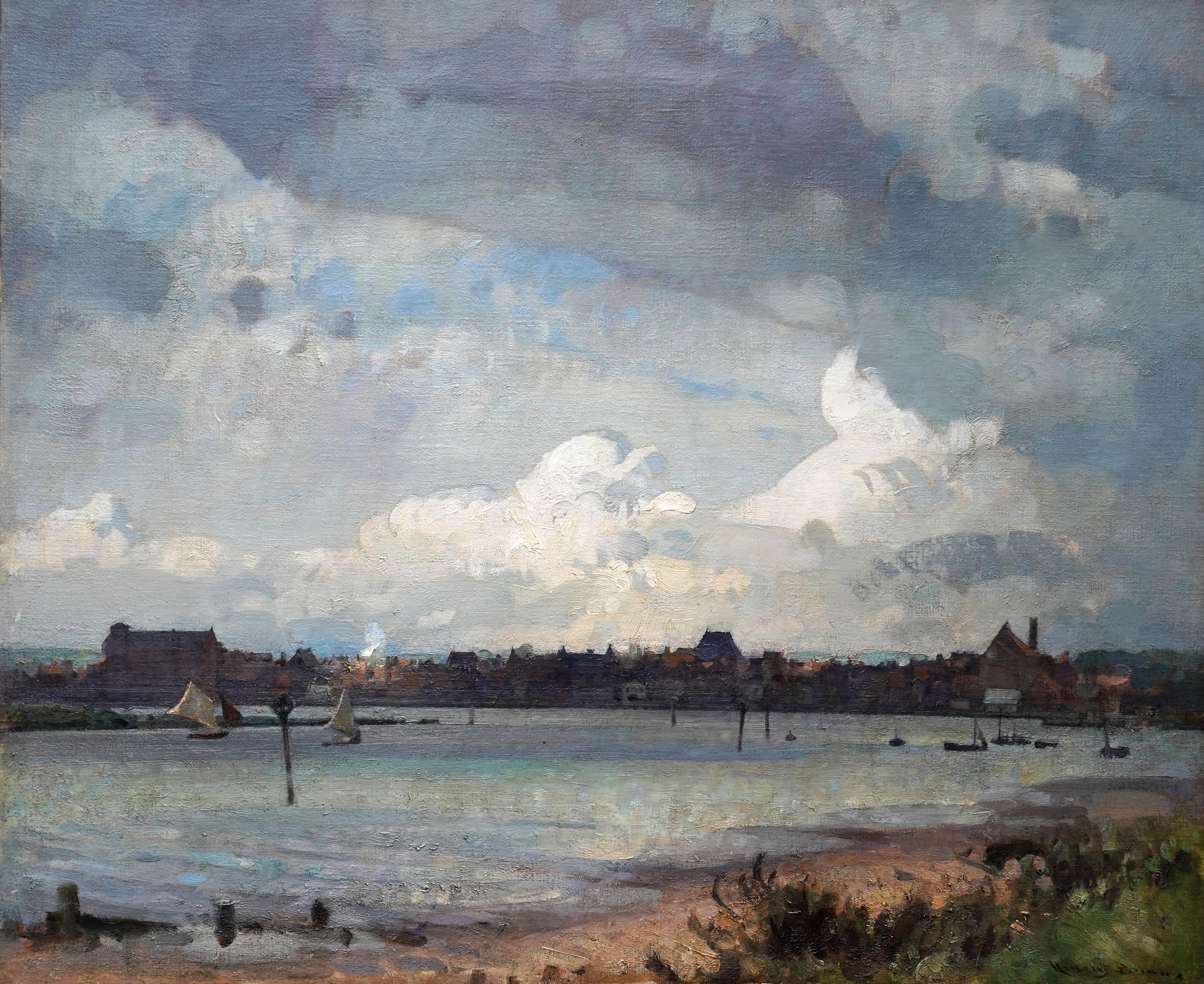 Wells Next the Sea, Norfolk Landscape - British Edwardian art coast oil painting For Sale 6