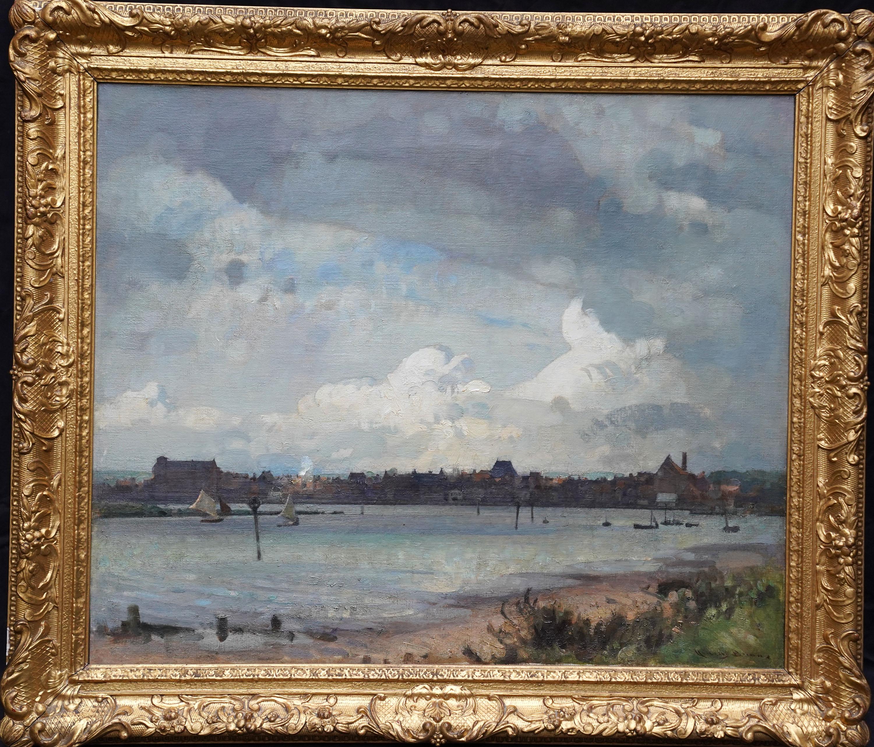 Wells Next the Sea, Norfolk Landscape - British Edwardian art coast oil painting For Sale 7