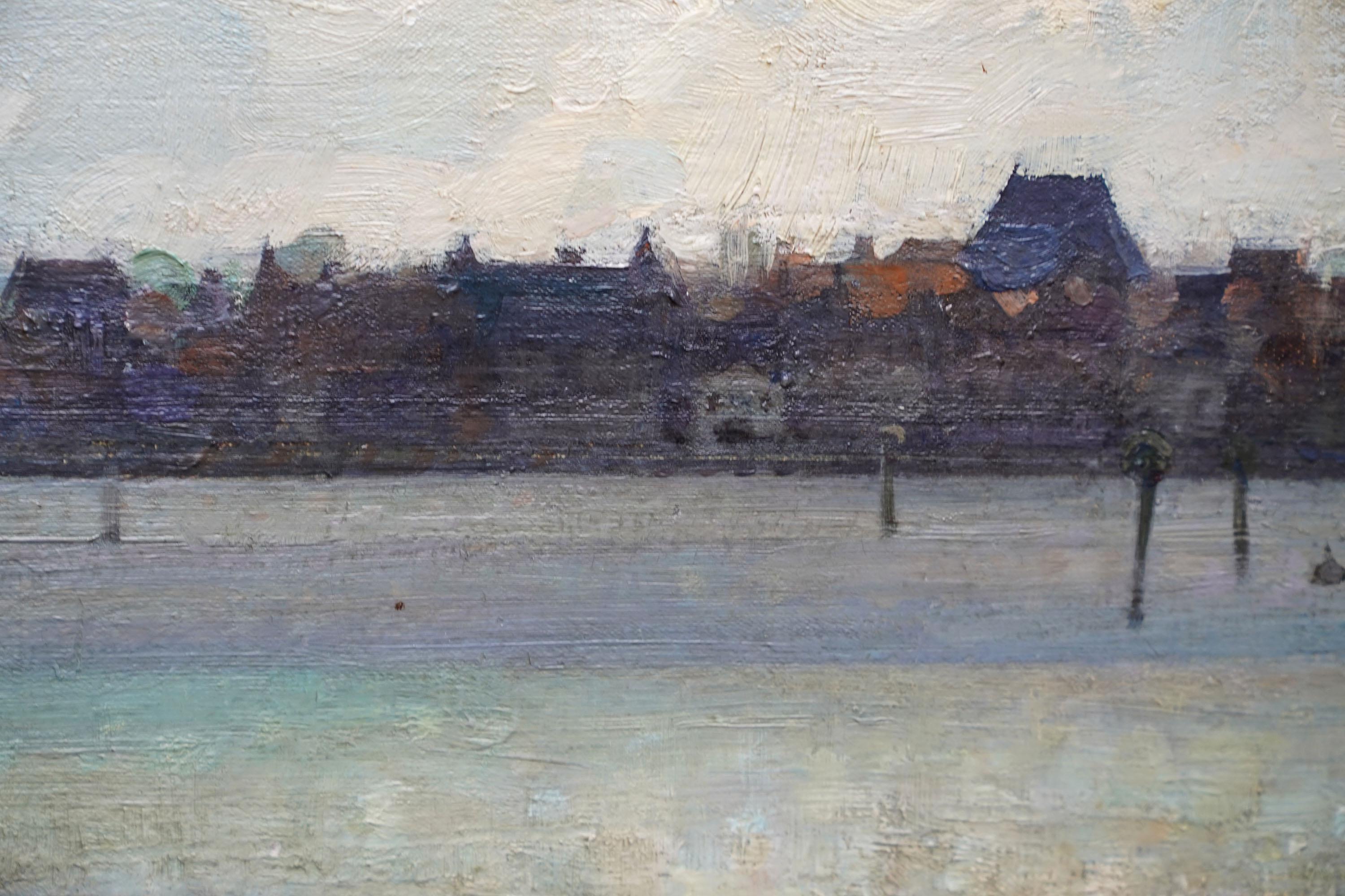 Wells Next the Sea, Norfolk Landscape - British Edwardian art coast oil painting For Sale 1