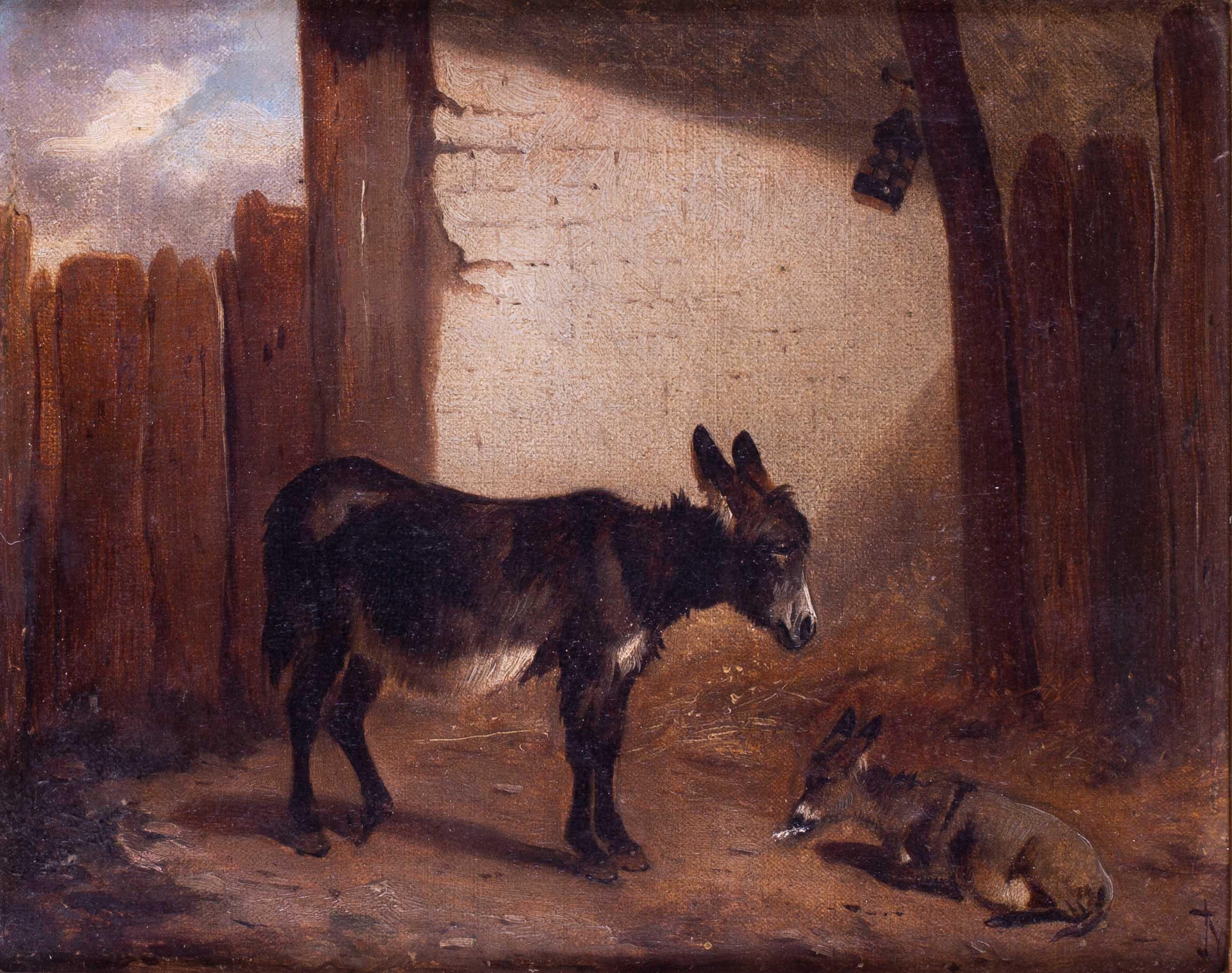 Two oil paintings of donkeys by John Alfred Wheeler - Painting by John Alfred Wheeler 