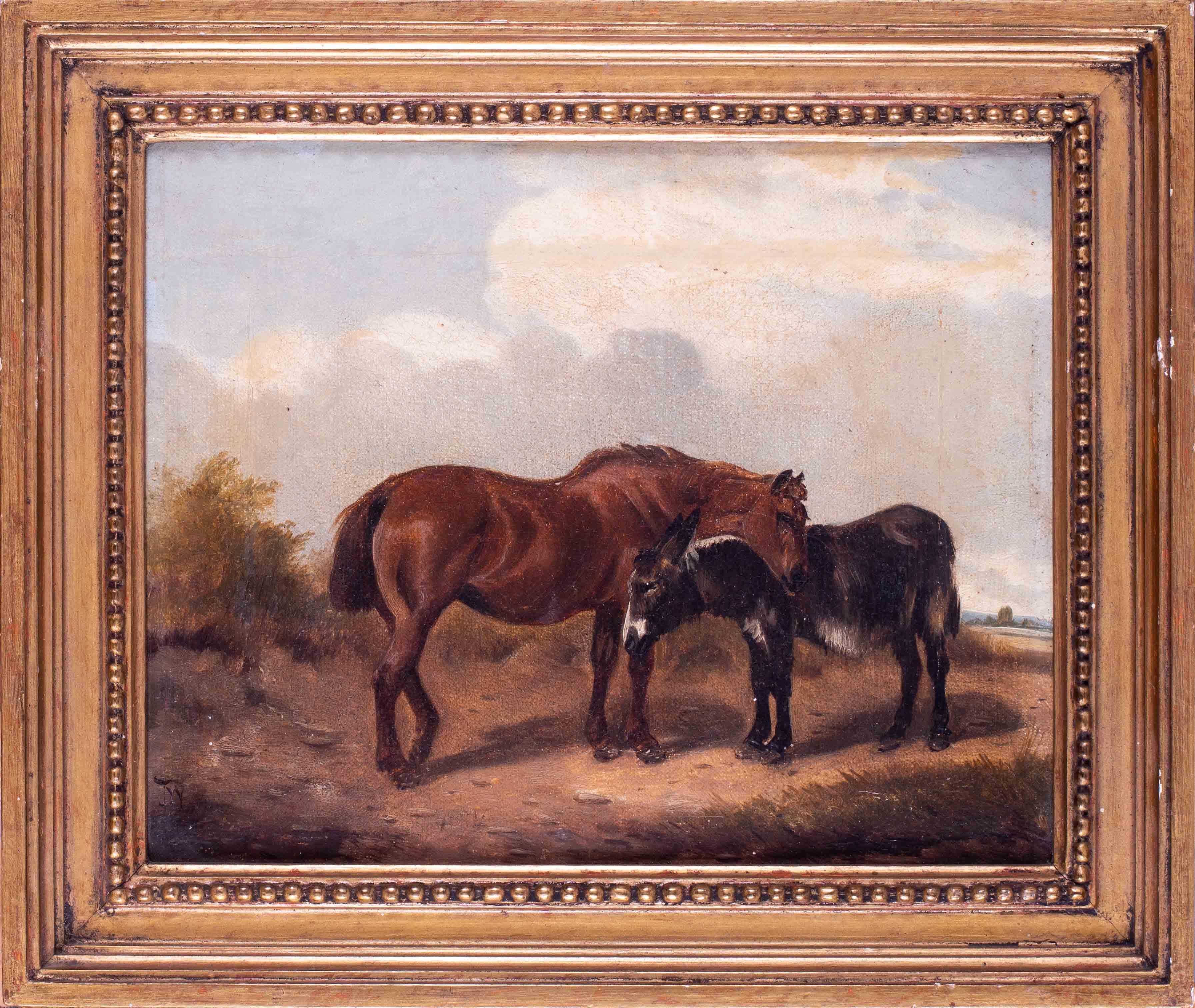 Two oil paintings of donkeys by John Alfred Wheeler 1
