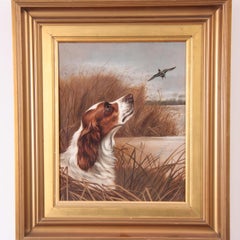 John Alfred Wheeler Springer Spaniel, Hund, der eine Ente bläst, Landschaft, Ölgemälde