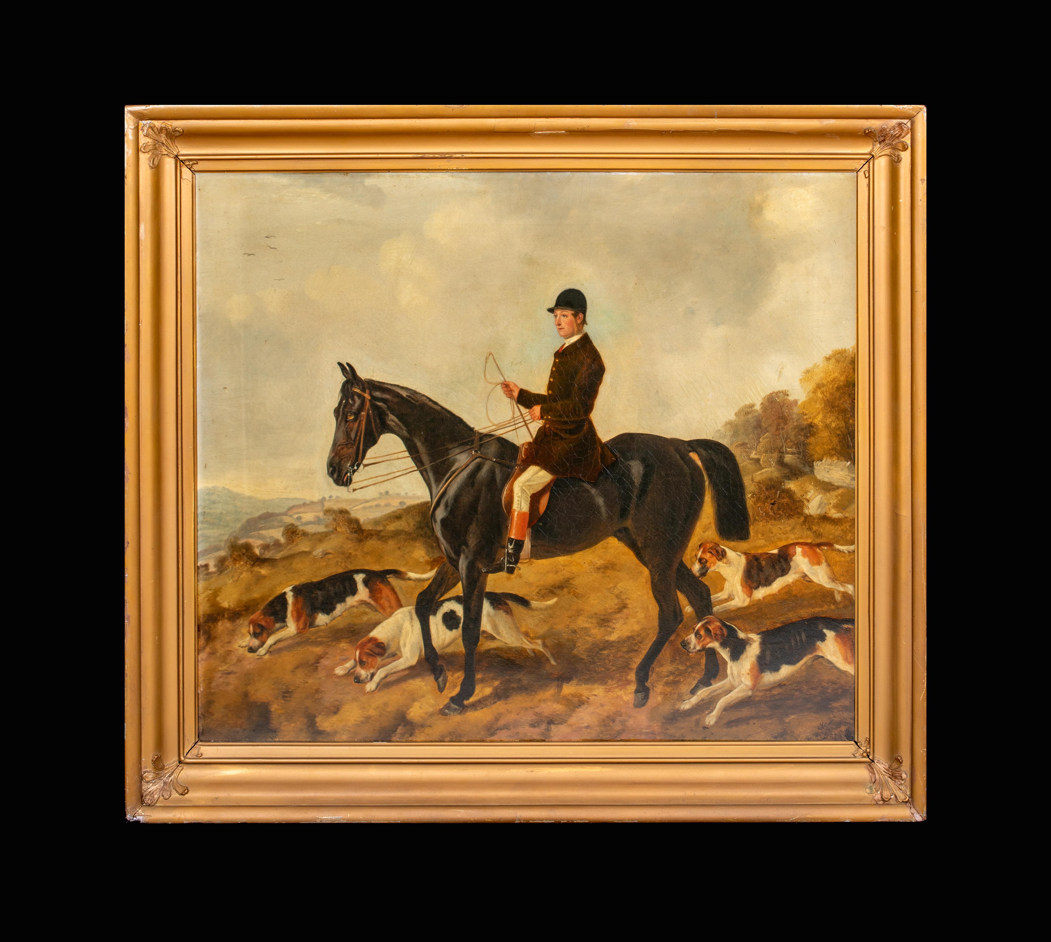 Portrait Of John West On Viscount Howard with the Foxhounds - Painting by John Alfred Wheeler