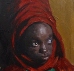 Crimson Contemplation - 21st Century, Contemporary, Figurative Portrait, Africa