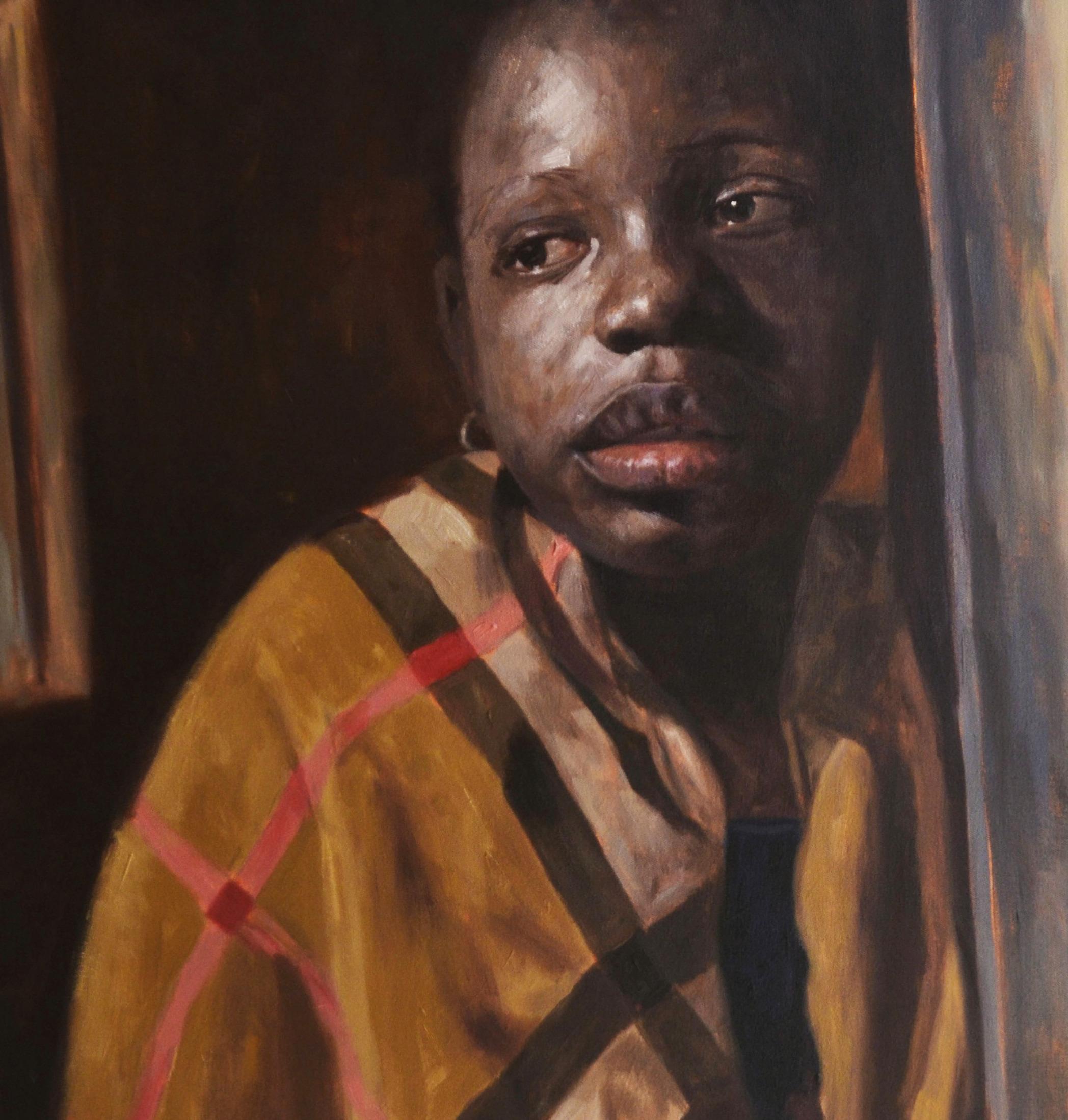 Momento de fe - Siglo XXI, Contemporáneo, Retrato figurativo, Arte infantil - Figurative Painting Negro de John Ali
