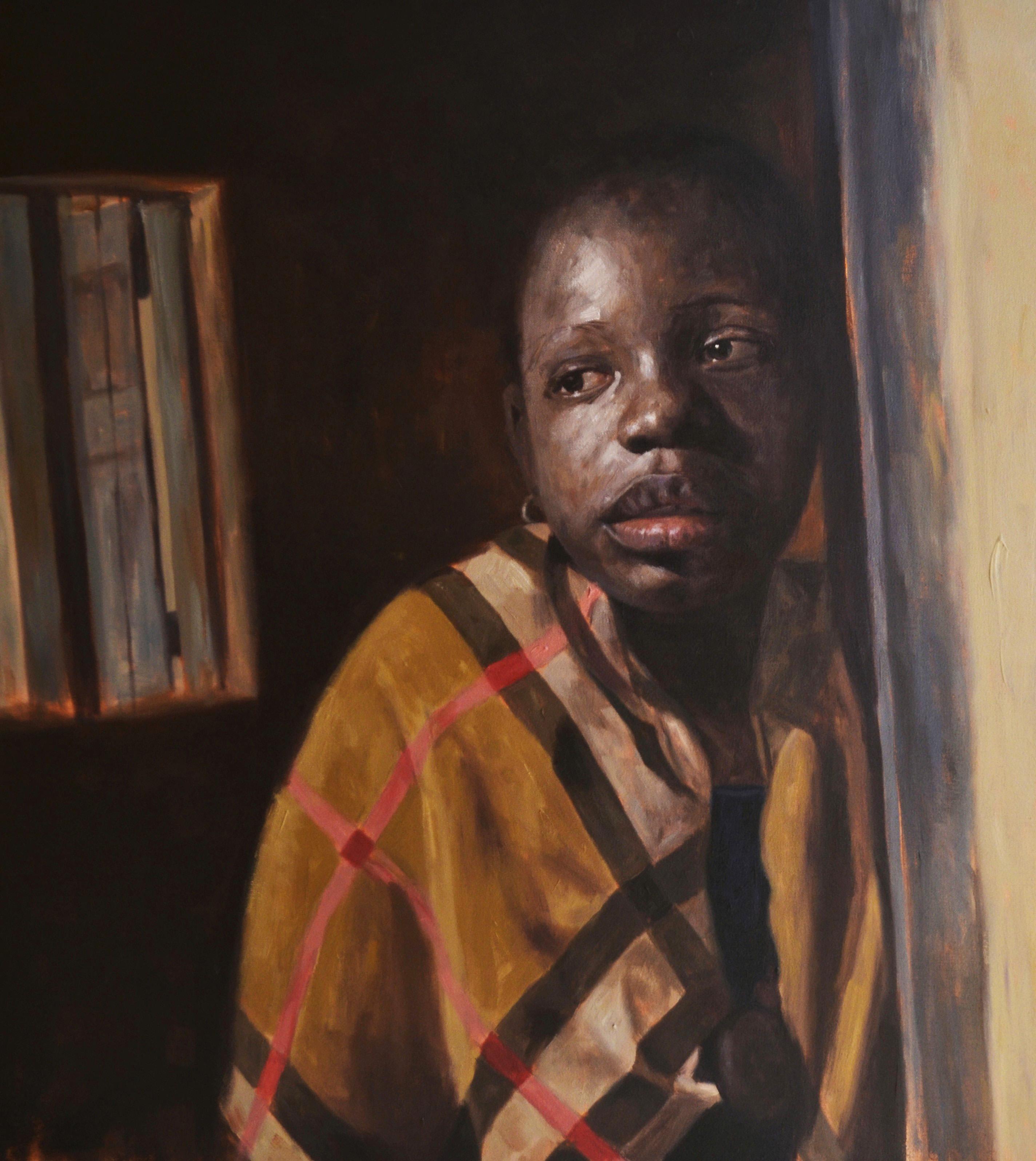 Figurative Painting de John Ali - Momento de fe - Siglo XXI, Contemporáneo, Retrato figurativo, Arte infantil