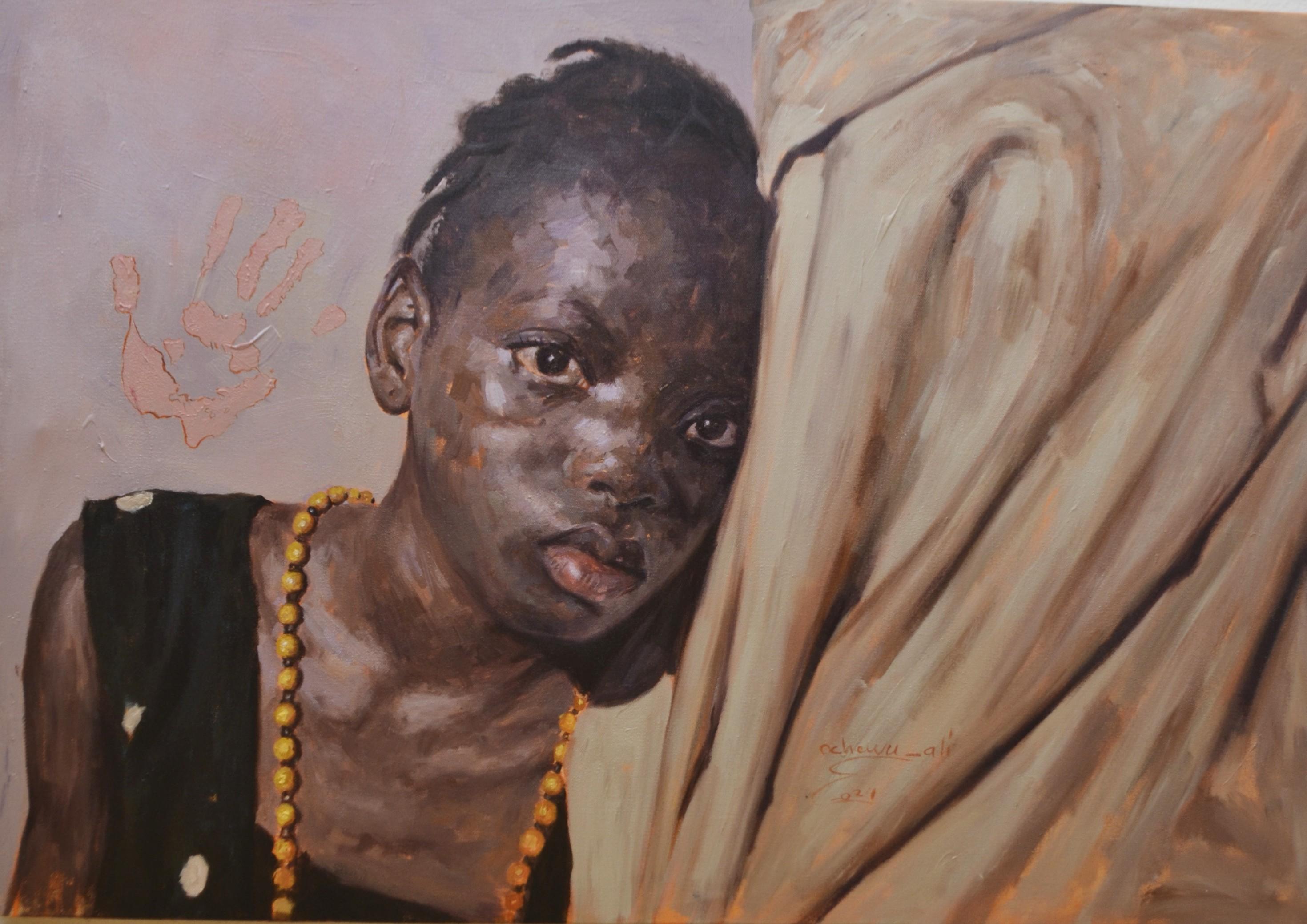 Figurative Painting di John Ali - Senza dubbio - 21° secolo, Contemporaneo, Ritratto figurativo, Bambini, Gioielli