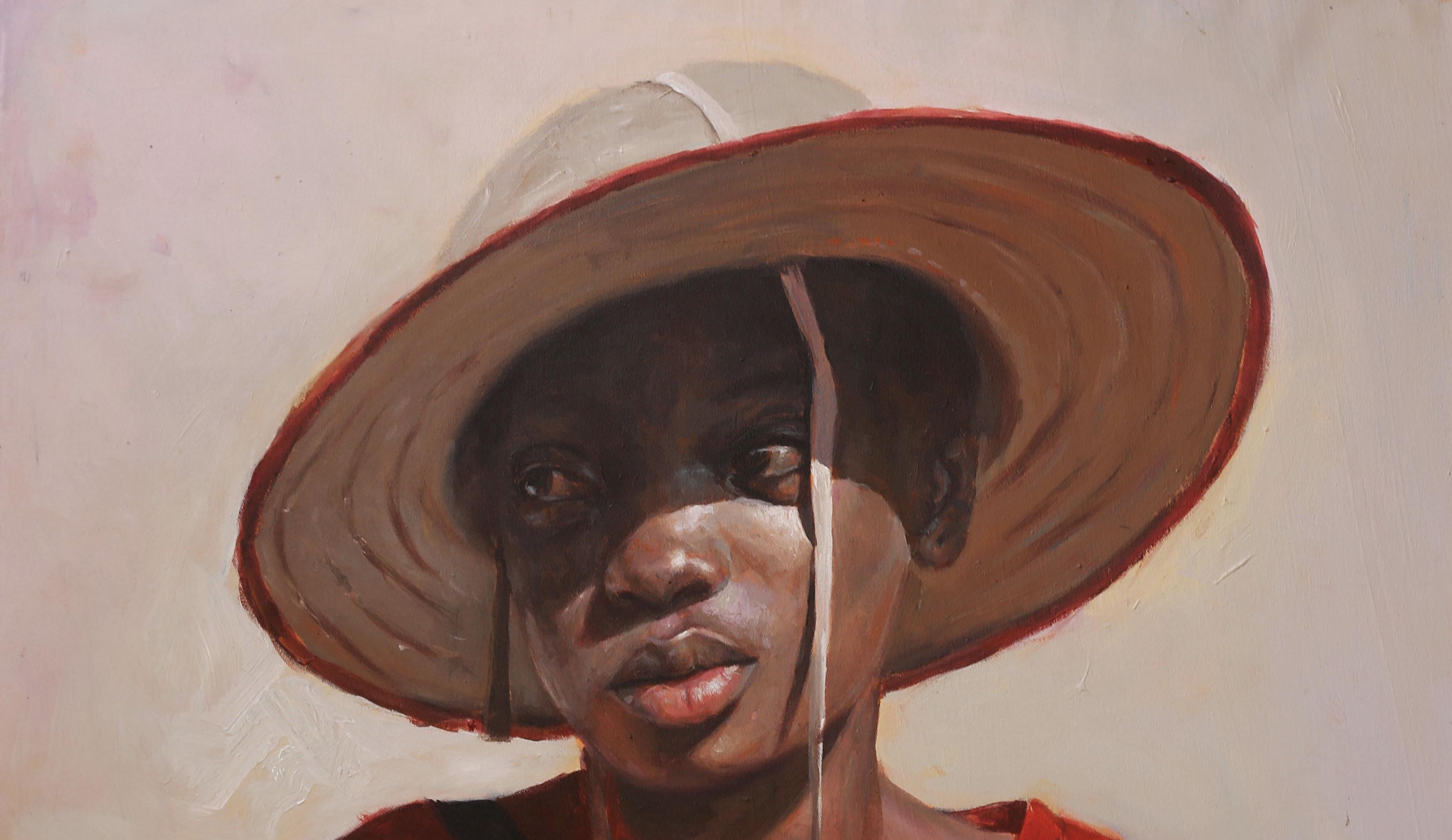 Mirada Firme 1 - Siglo XXI, Contemporáneo, Retrato Figurativo, África, Niña - Painting de John Ali