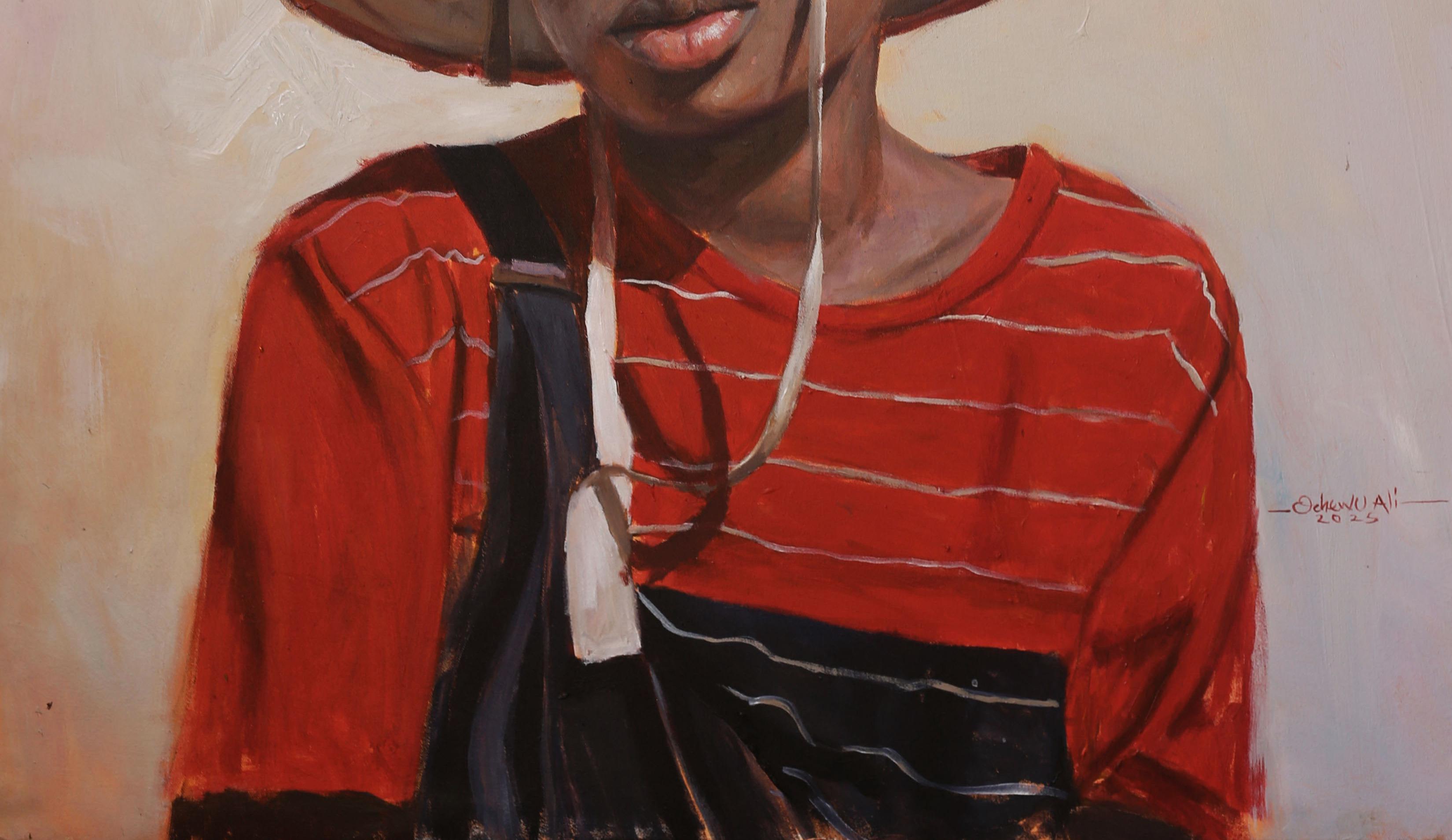 Mirada Firme 1 - Siglo XXI, Contemporáneo, Retrato Figurativo, África, Niña - Painting Conceptual de John Ali
